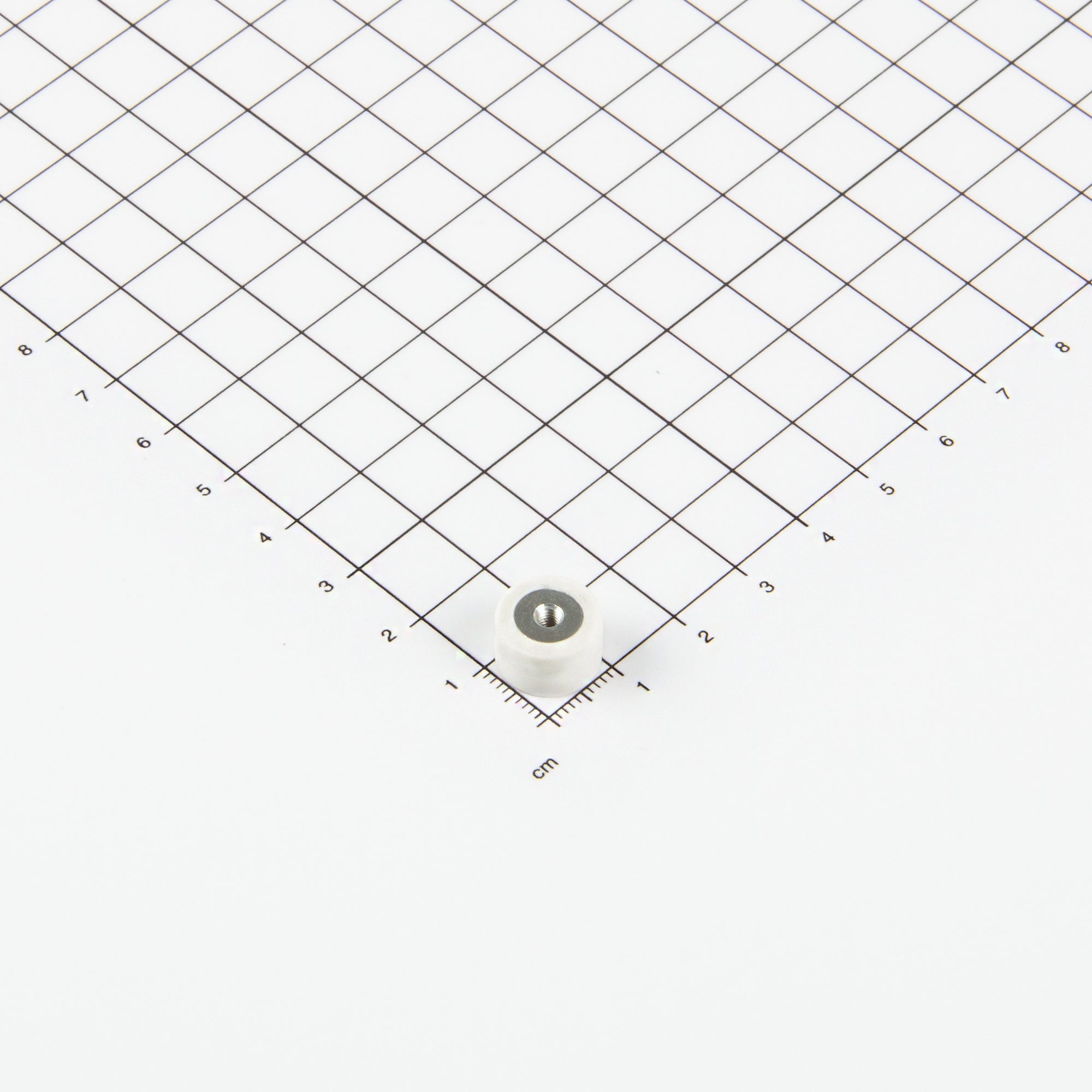 Gummiertes weißes Magnetsystem Ø12x7mm mit Innengewinde M3