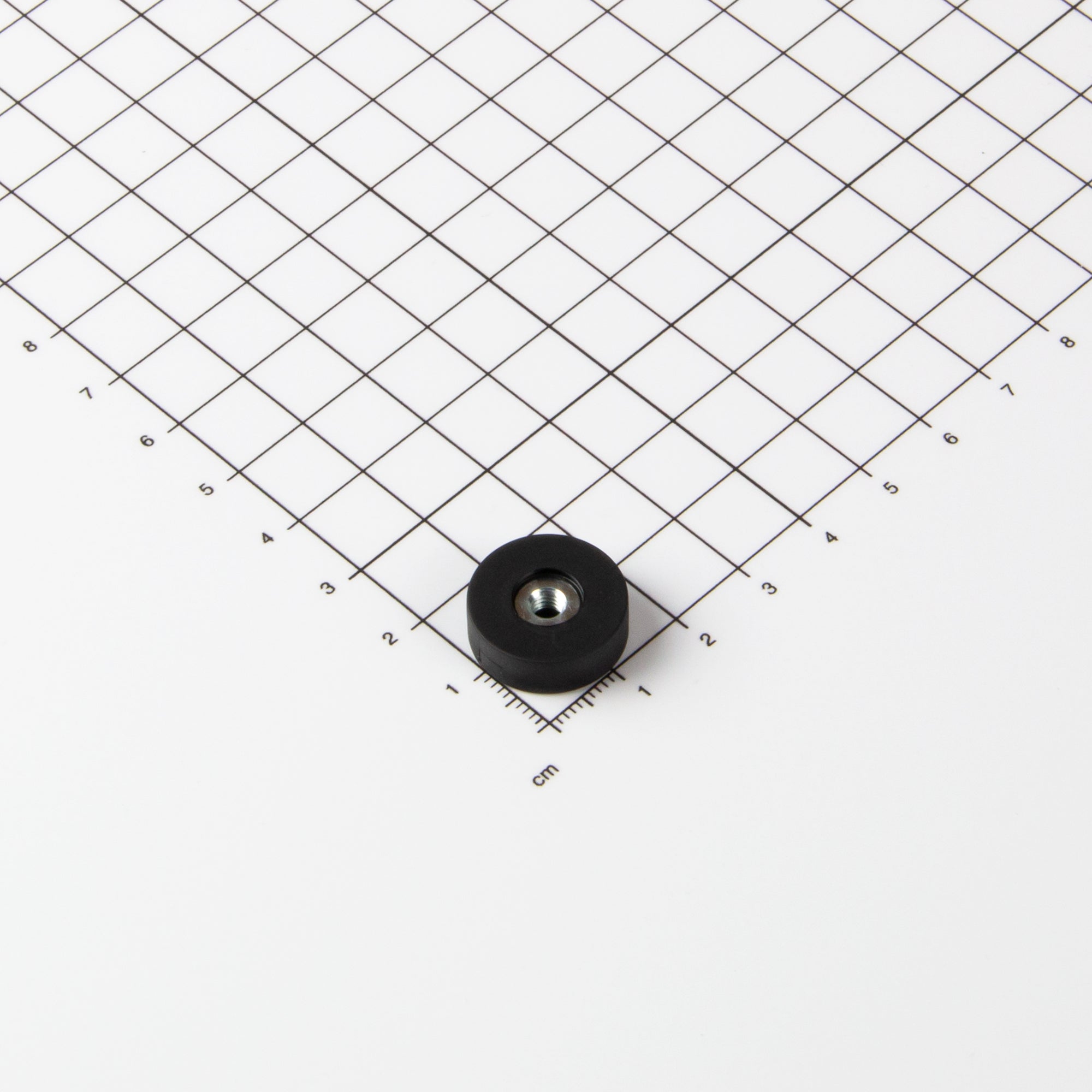 Gummiertes schwarzes Magnetsystem Ø18x6mm mit Innengewinde M4