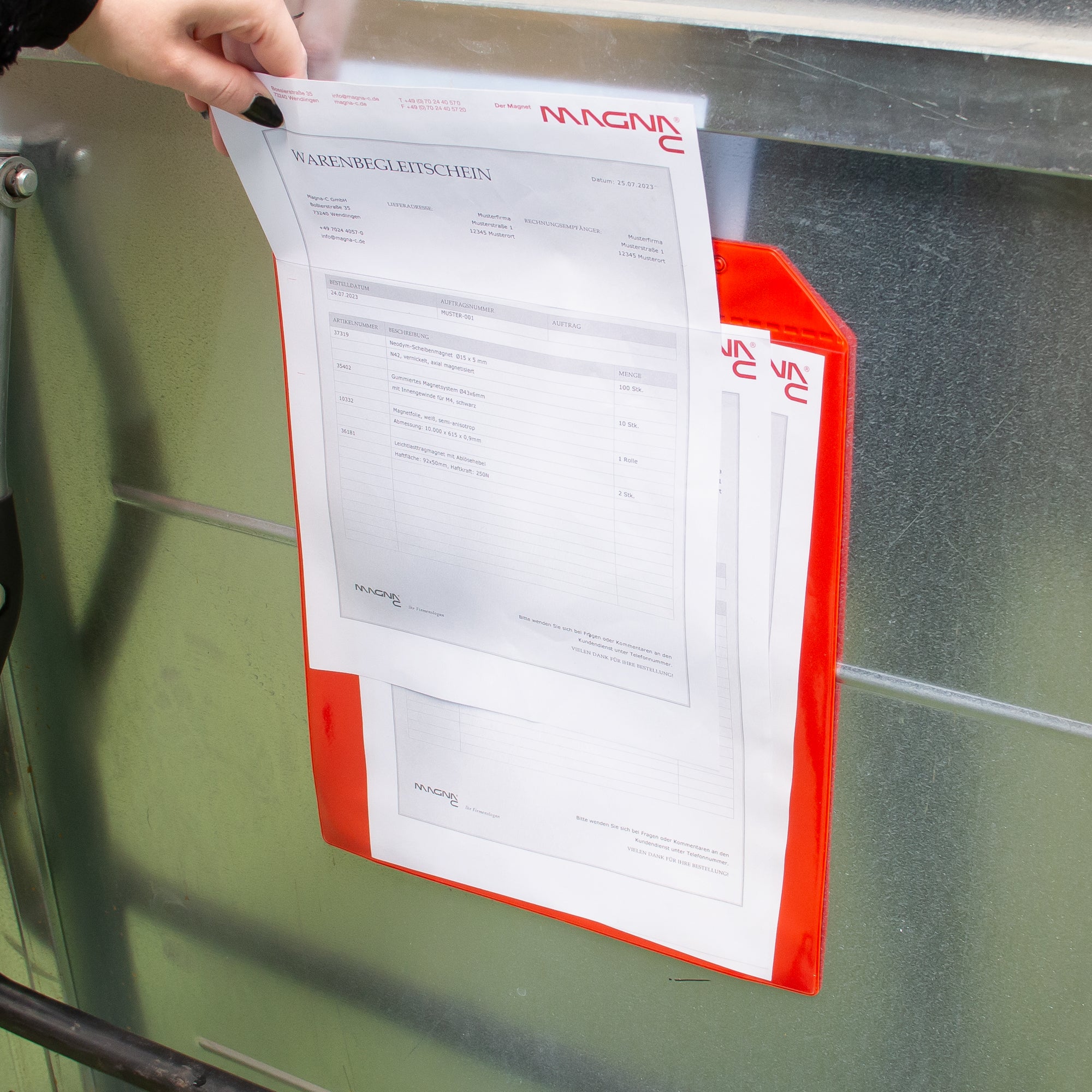 Magnettasche rot 255x300mm mit Magnetband für DIN A4 Anwendungen