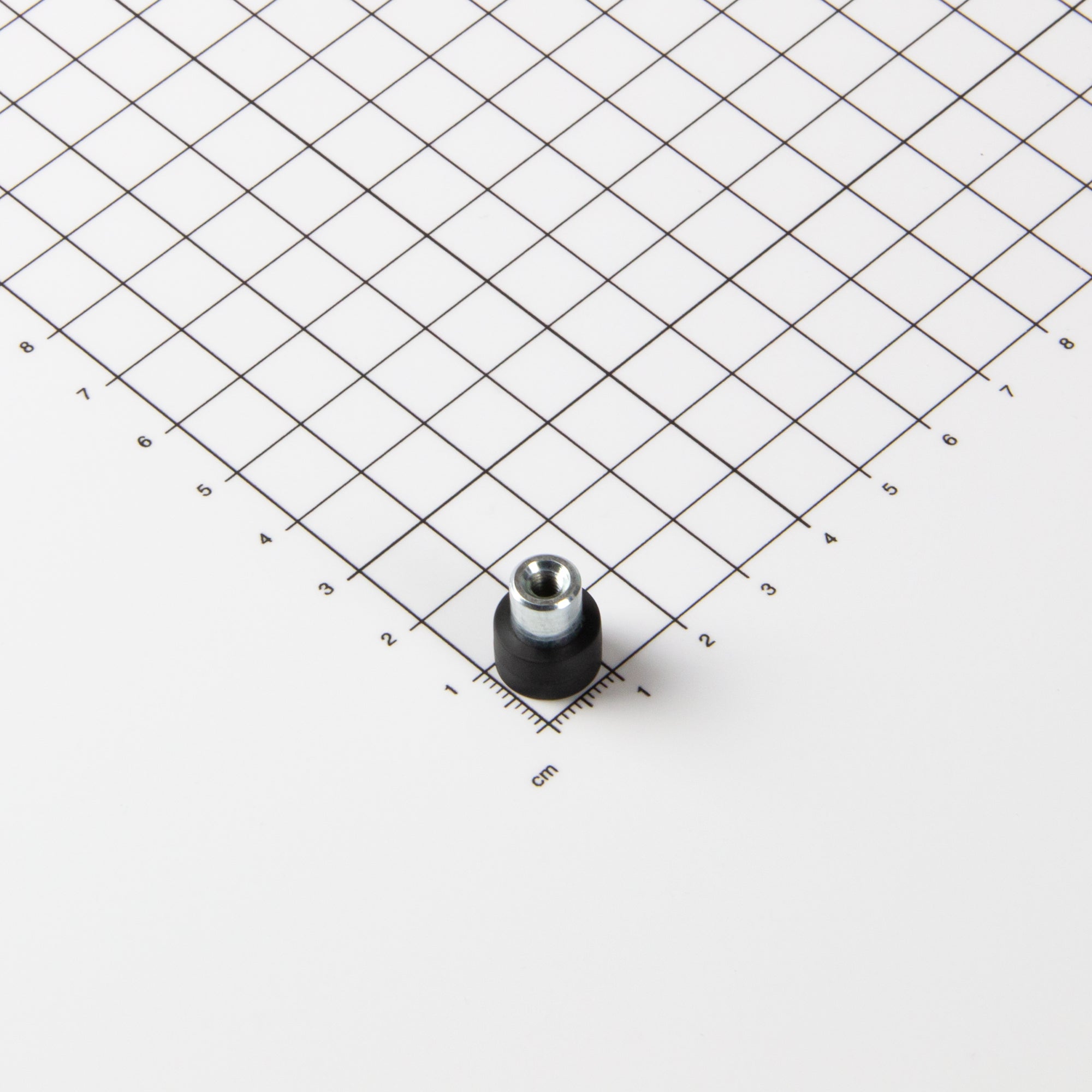 Gummiertes schwarzes Magnetsystem Ø12x7mm mit Gewindebuchse M4