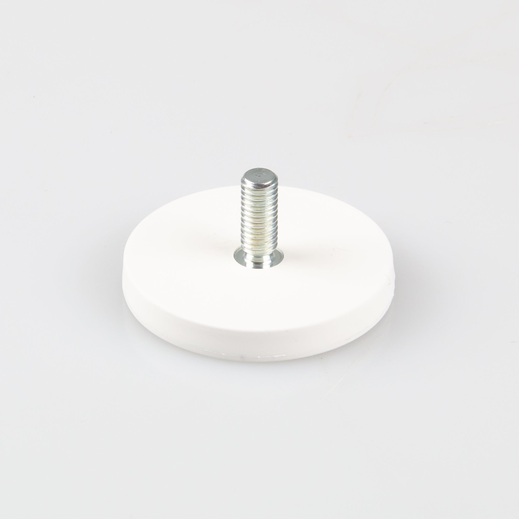 Gummierter weißer Magnet Ø43x6mm mit Gewindezapfen M6