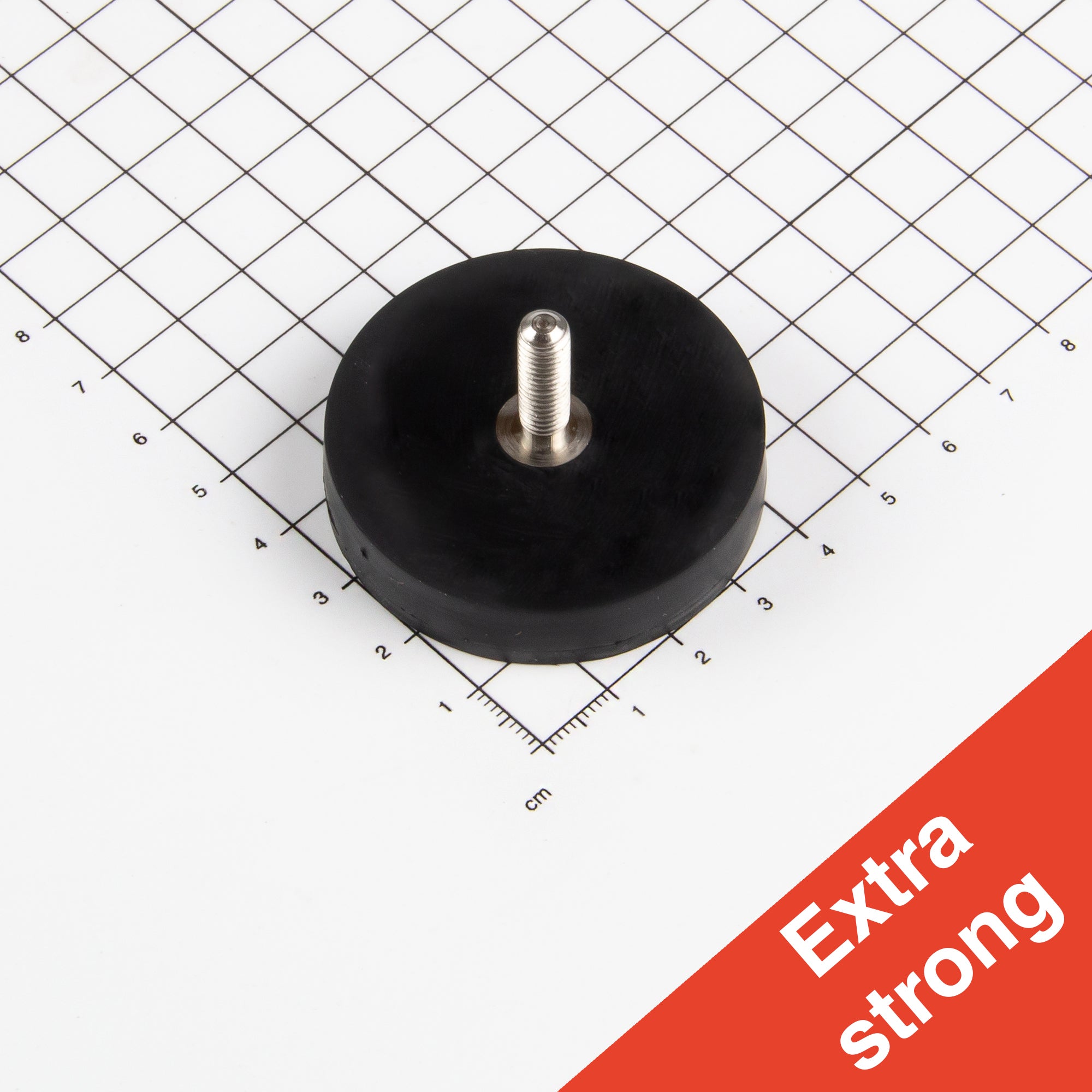 Gummiertes Magnetsystem Ø50x10,5mm mit Gewindezapfen