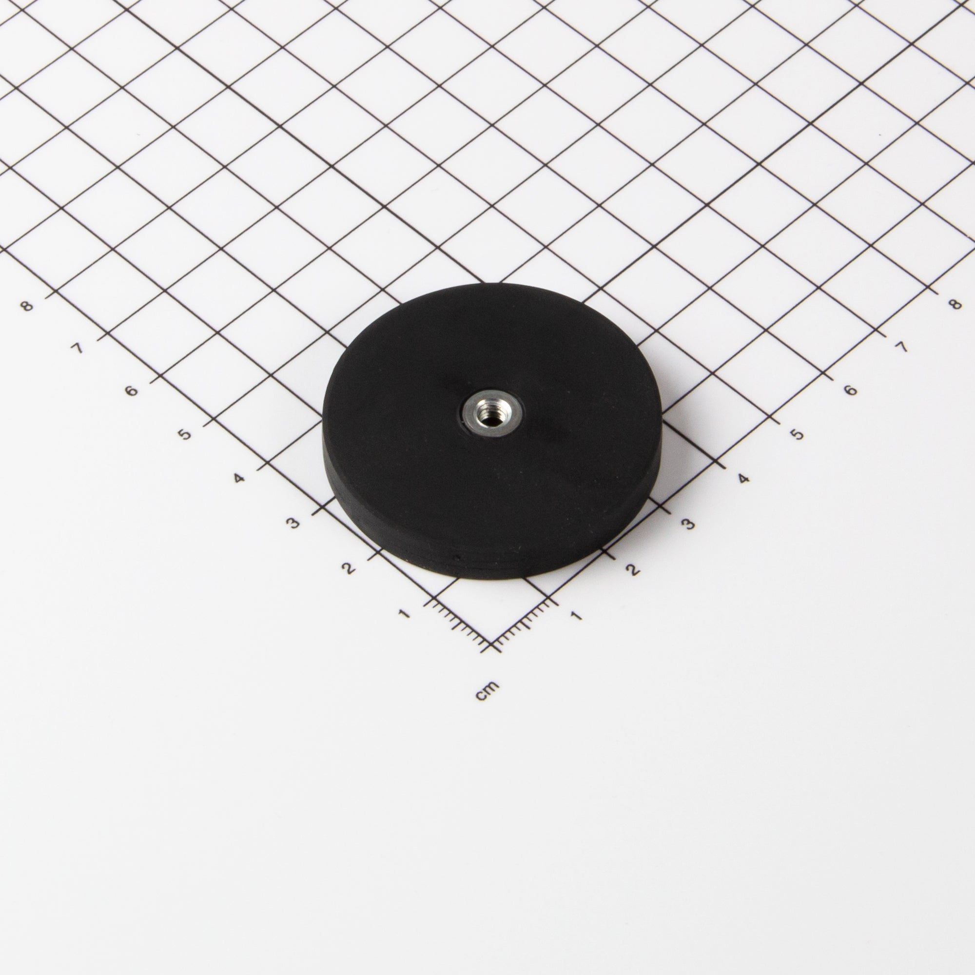 Gummiertes schwarzes Magnetsystem Ø43x6mm mit Innengewinde M4