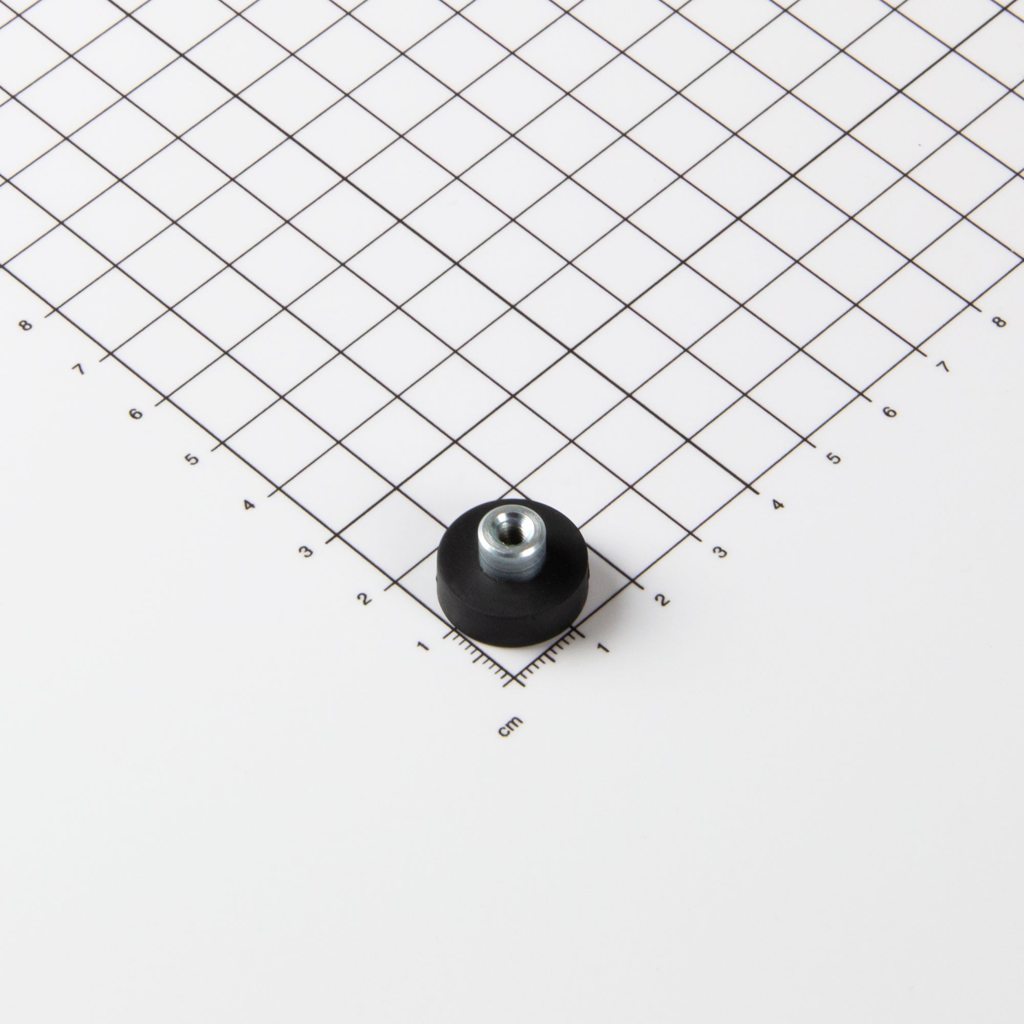 Gummiertes schwarzes Magnetsystem Ø18x6mm mit Gewindebuchse M4