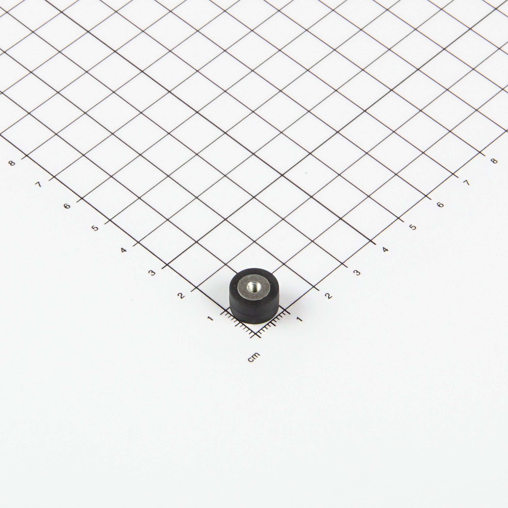 Gummiertes schwarzes Magnetsystem Ø12x7mm mit Innengewinde M3
