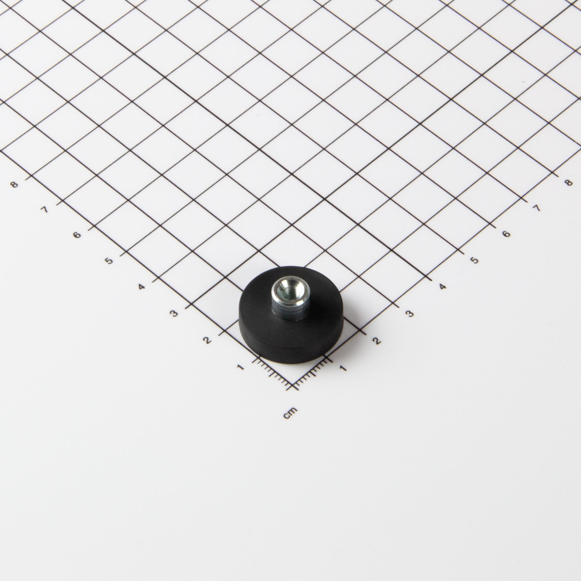 Gummiertes schwarzes Magnetsystem Ø22x6mm mit Gewindebuchse M4