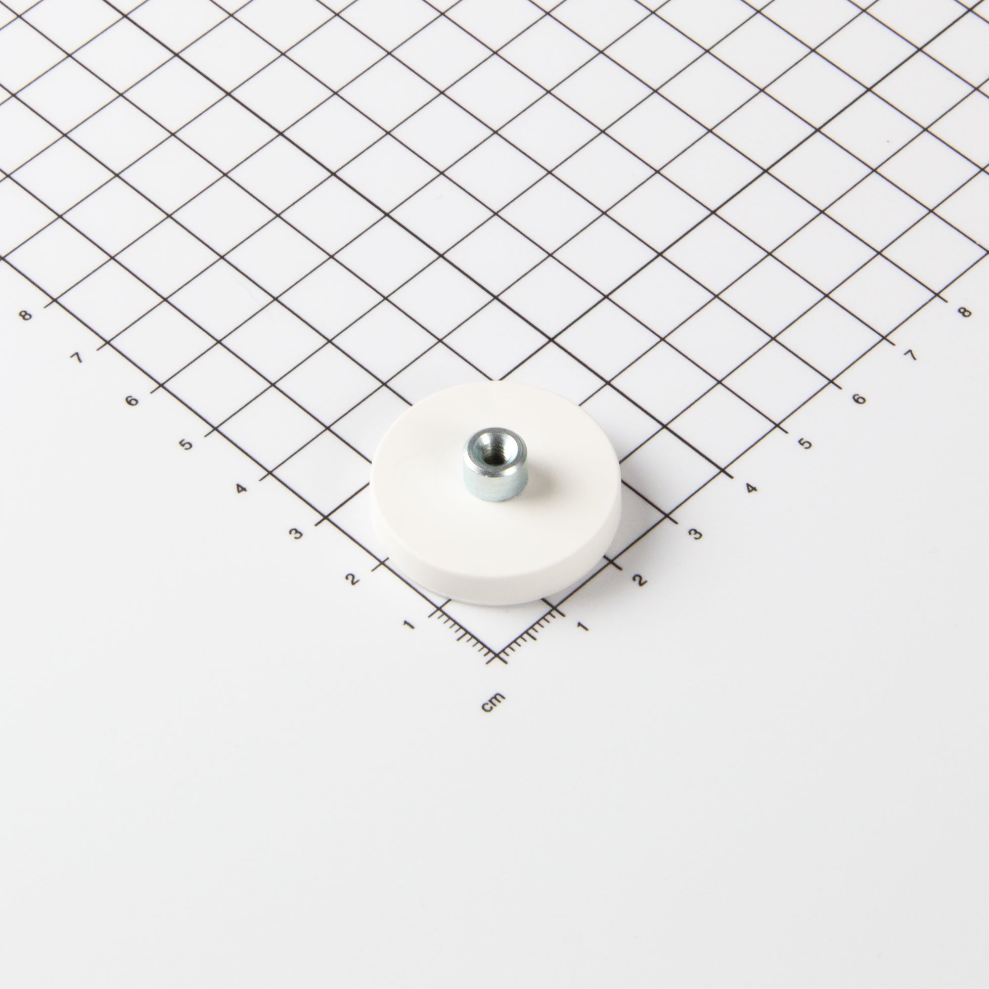 Gummiertes weißes Magnetsystem Ø31x6mm mit Gewindebuchse M4
