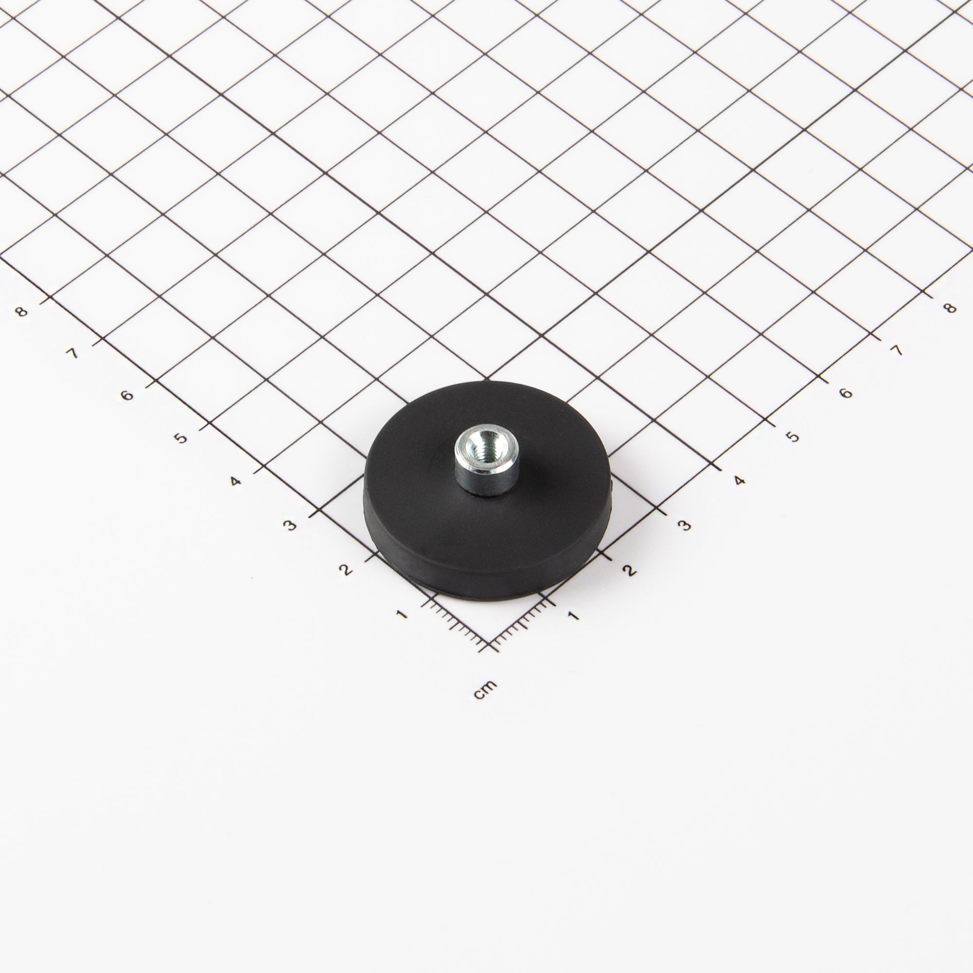 Gummiertes schwarzes Magnetsystem Ø31x6mm mit Gewindebuchse M4
