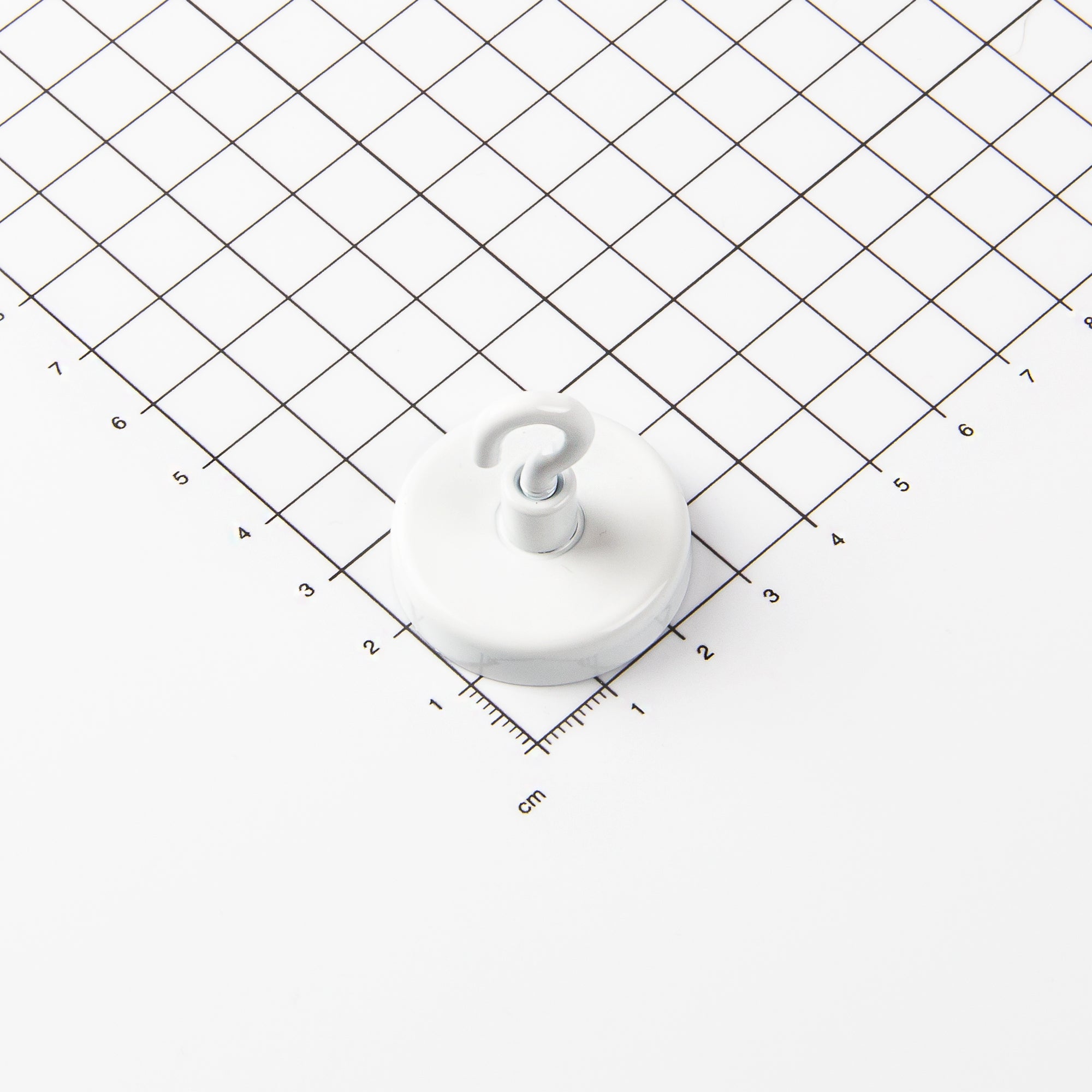 Weißer Ferrit Flachgreifer mit Gewindebuchse M4 Ø32x15mm mit Haken