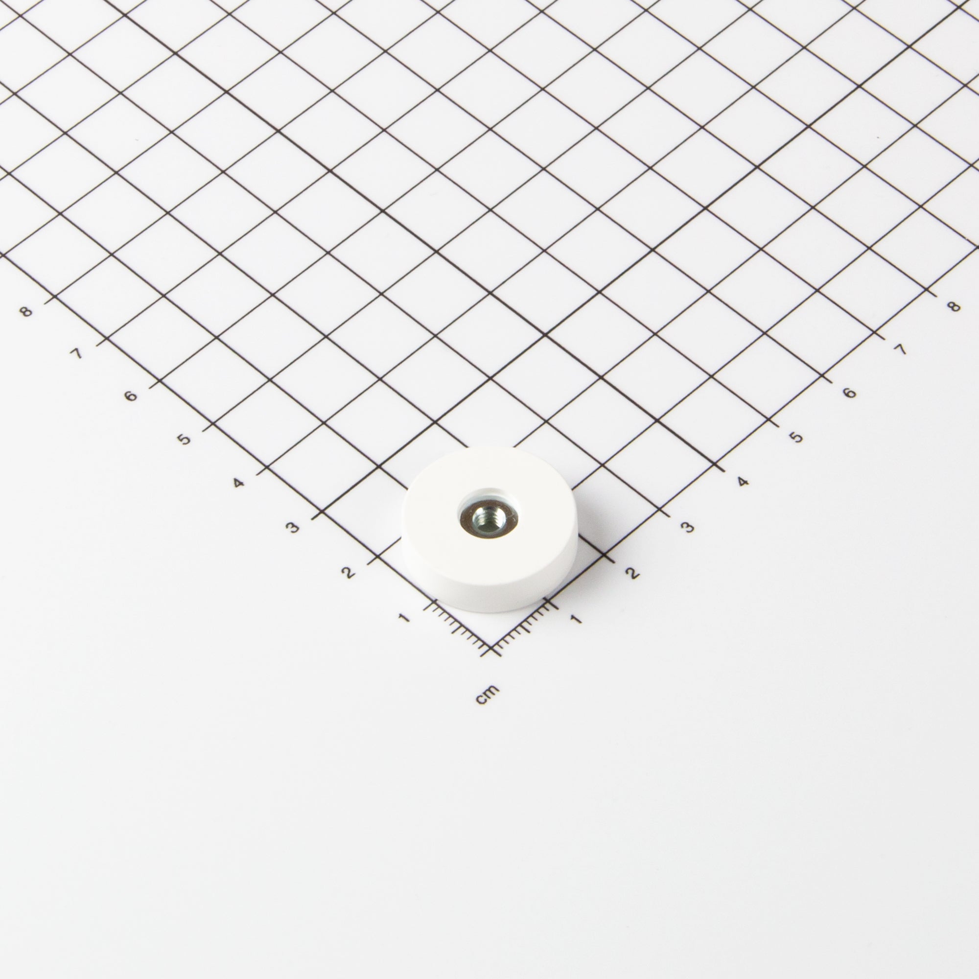 Gummiertes weißes Magnetsystem Ø22x6mm mit Innengewinde M4