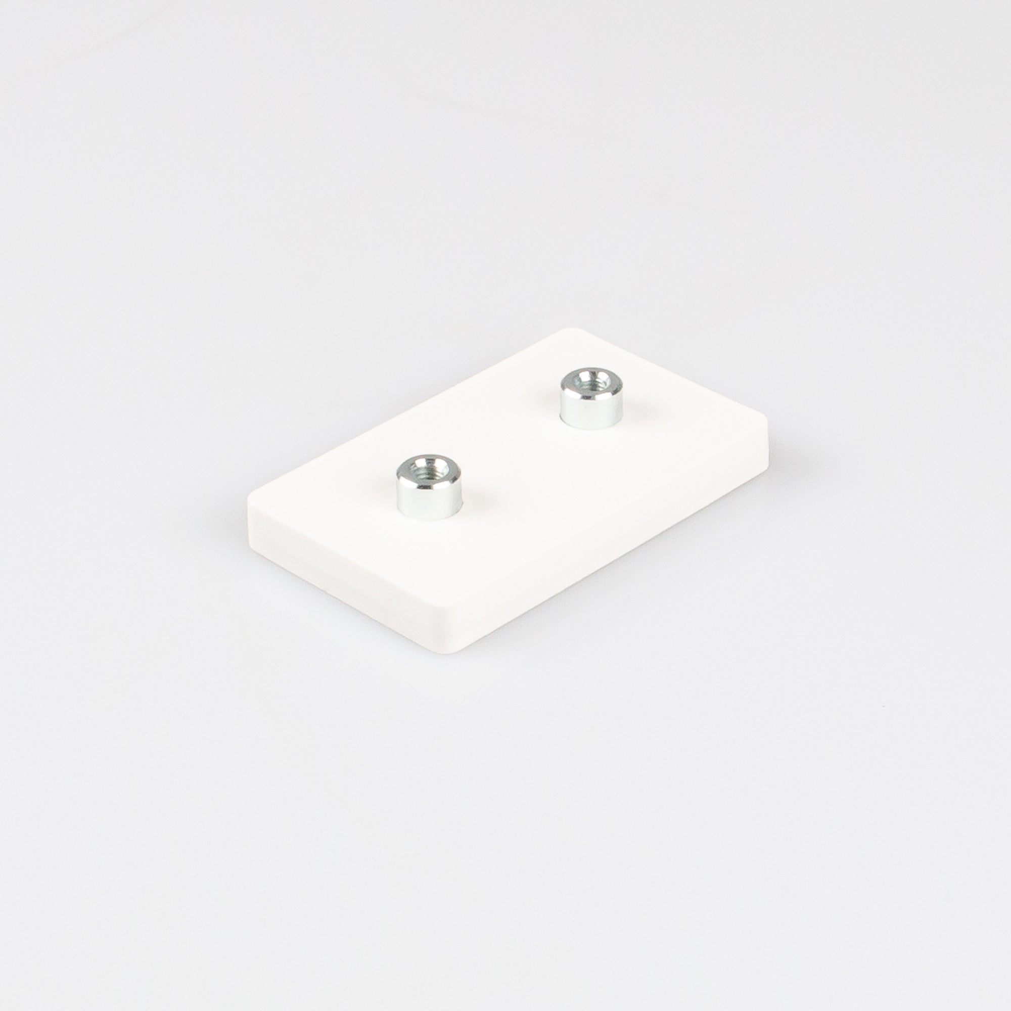 Gummiertes weißes Magnetsystem 74x45x8,5mm 2x Gewindebuchse M5