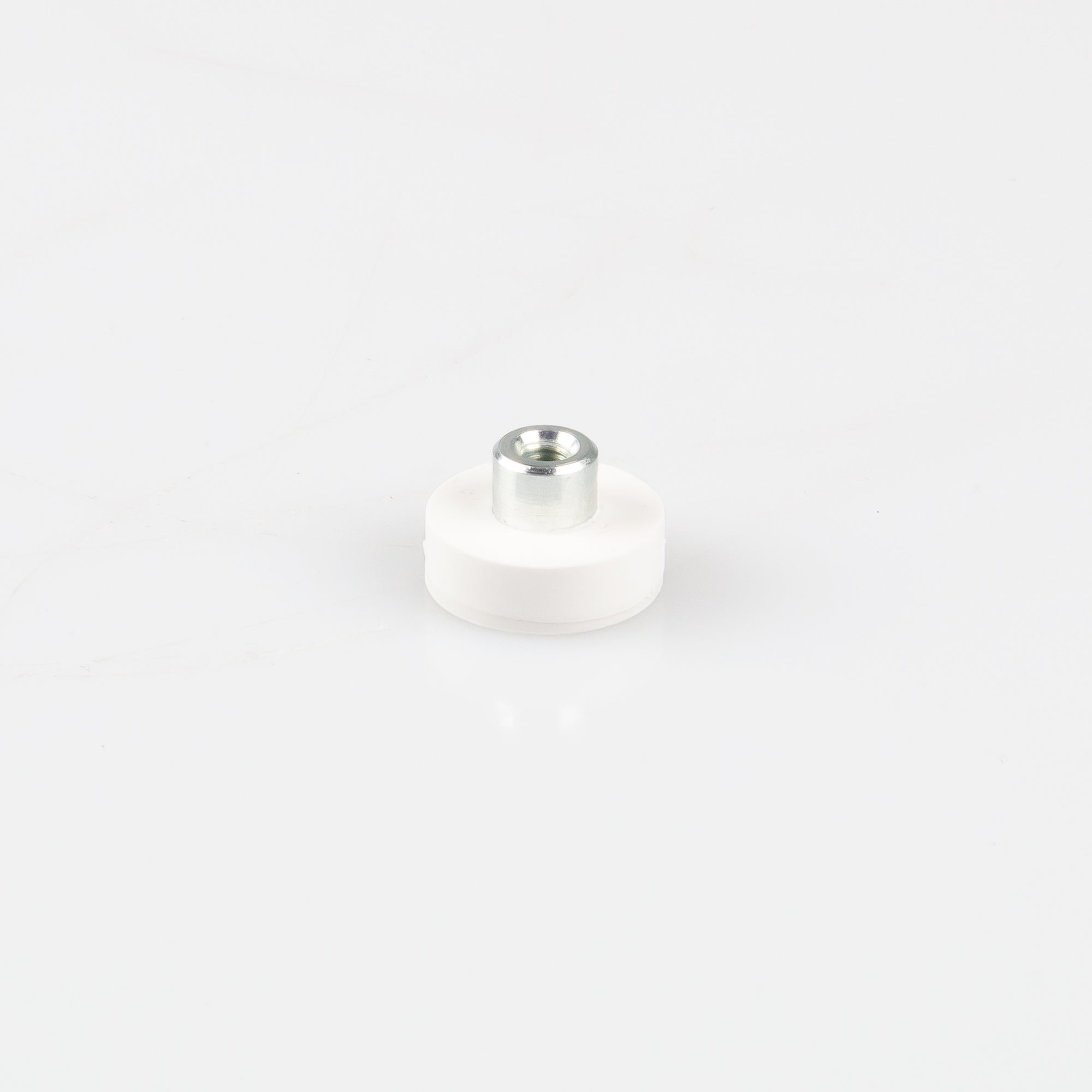 Gummiertes weißes Magnetsystem Ø18x6mm mit Gewindebuchse M4