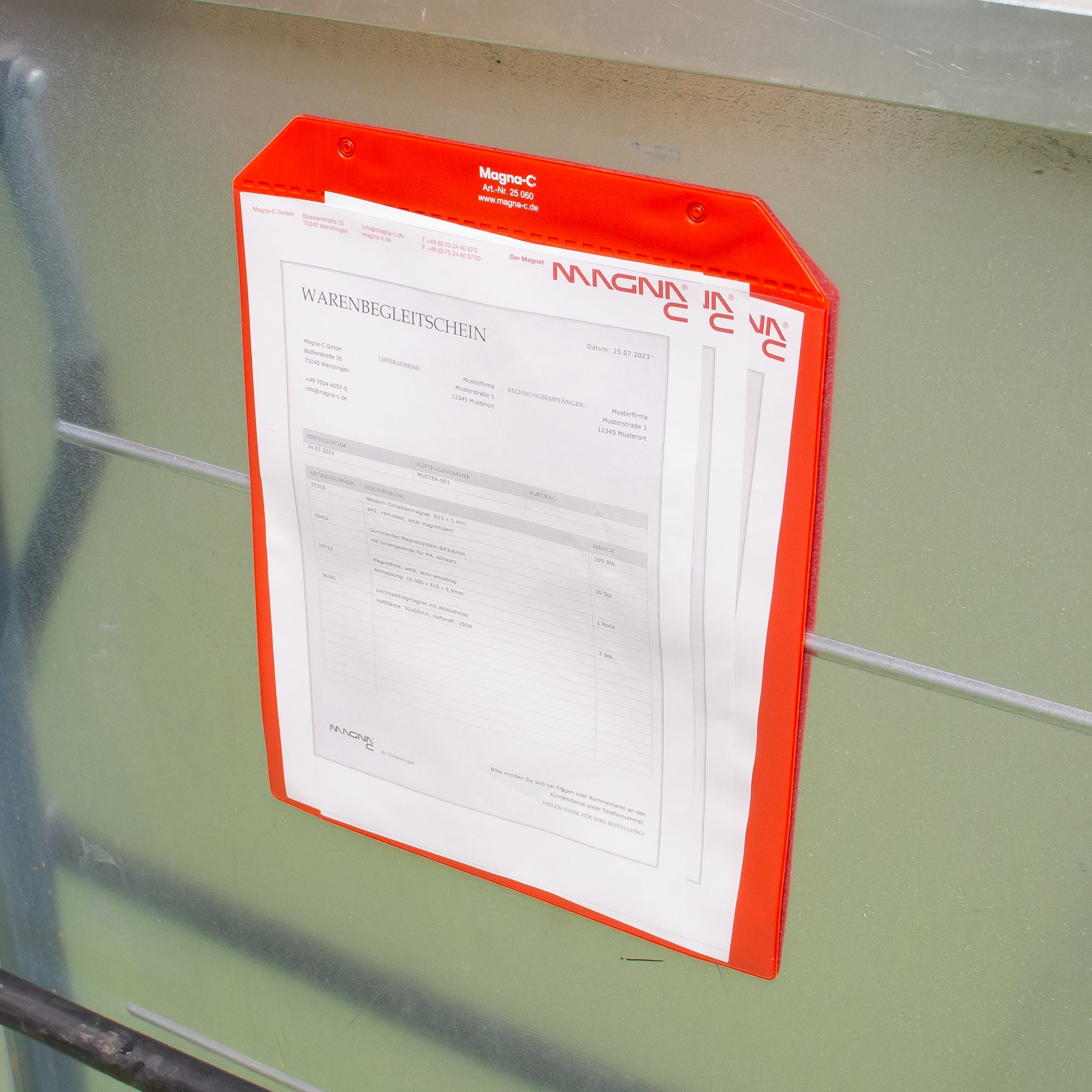 Magnettasche rot 255x300mm mit Magnetband für DIN A4 Anwendungen