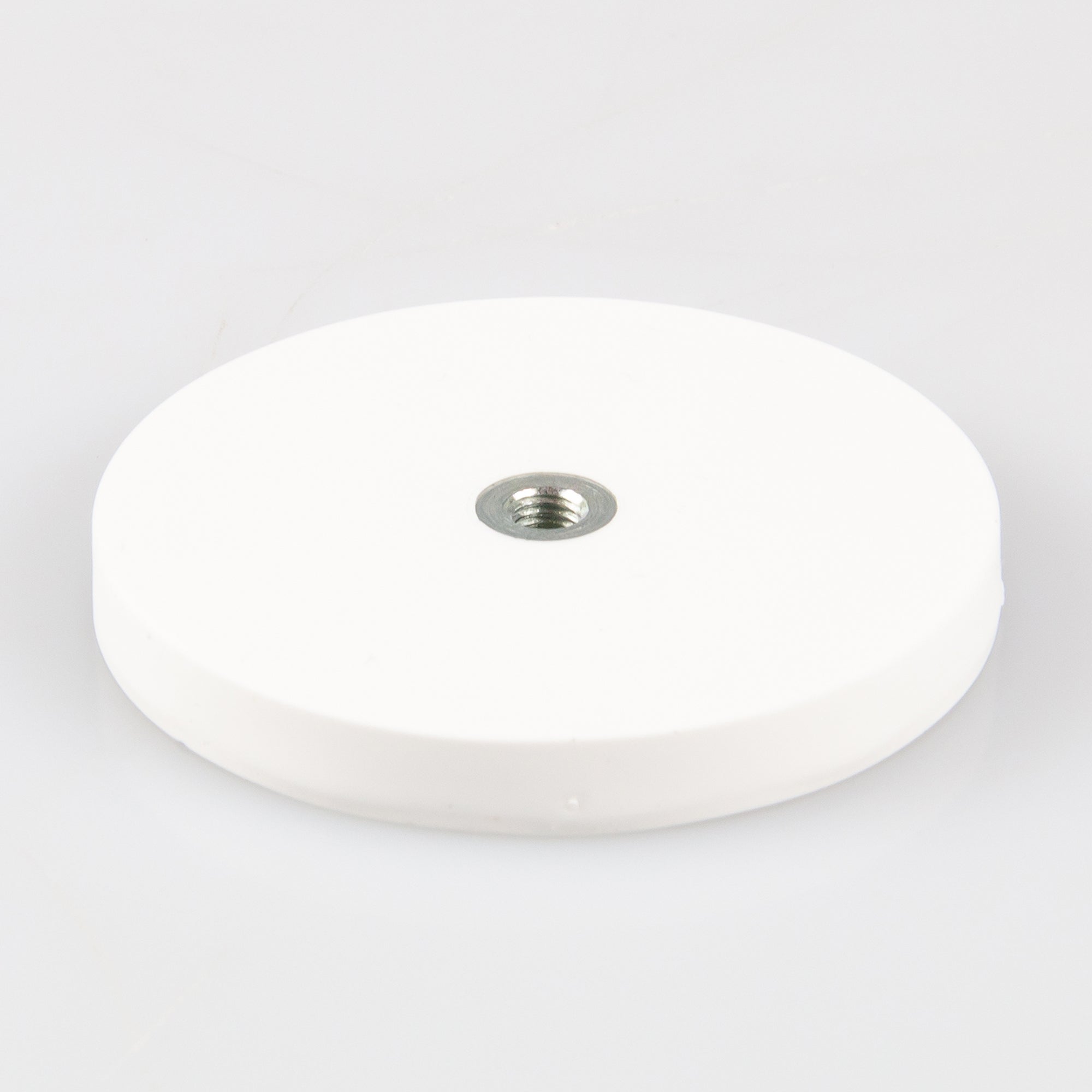 Gummiertes weißes Magnetsystem Ø66x8,5mm mit Innengewinde M6