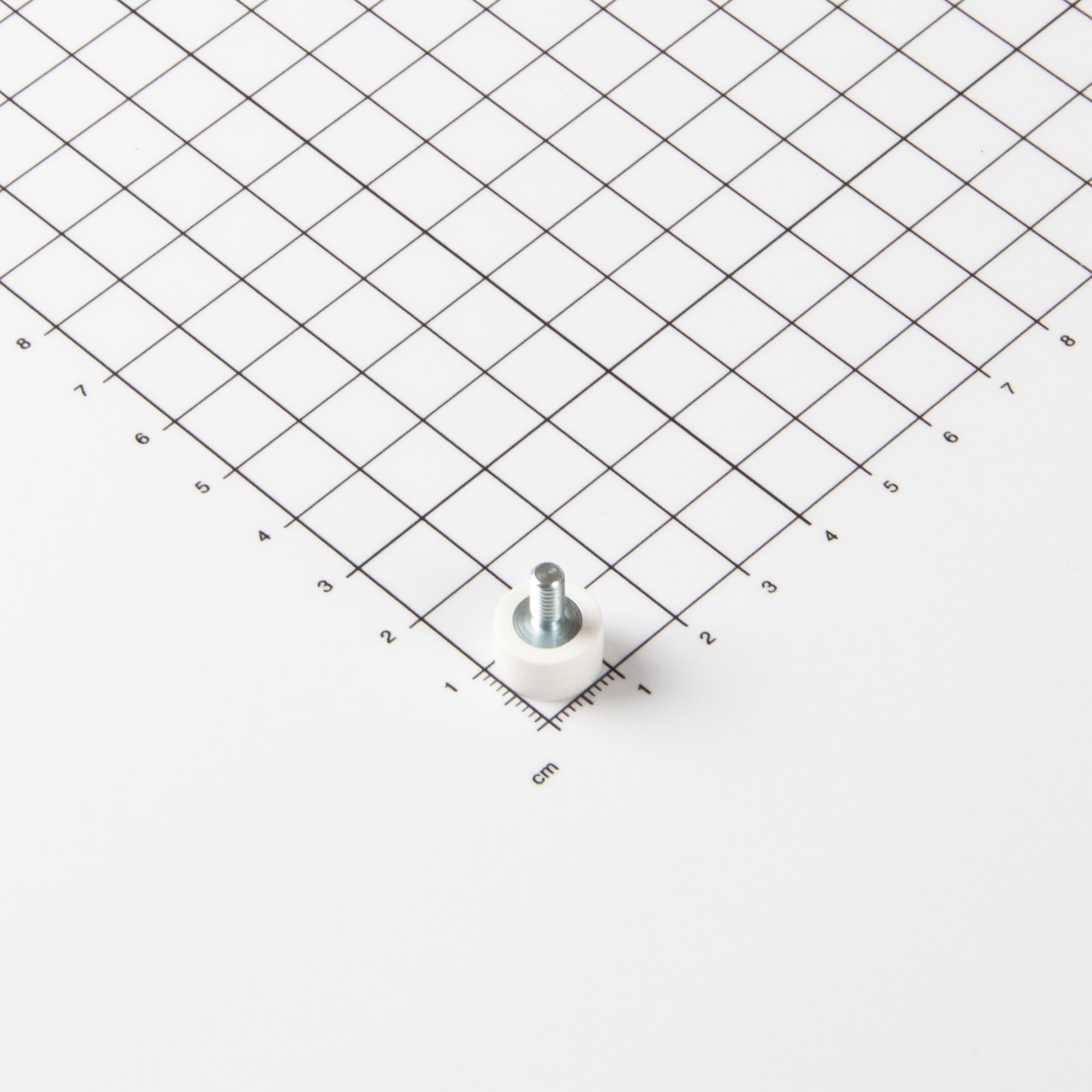 Gummierter weißer Magnet Ø12x7mm mit Gewindezapfen M4