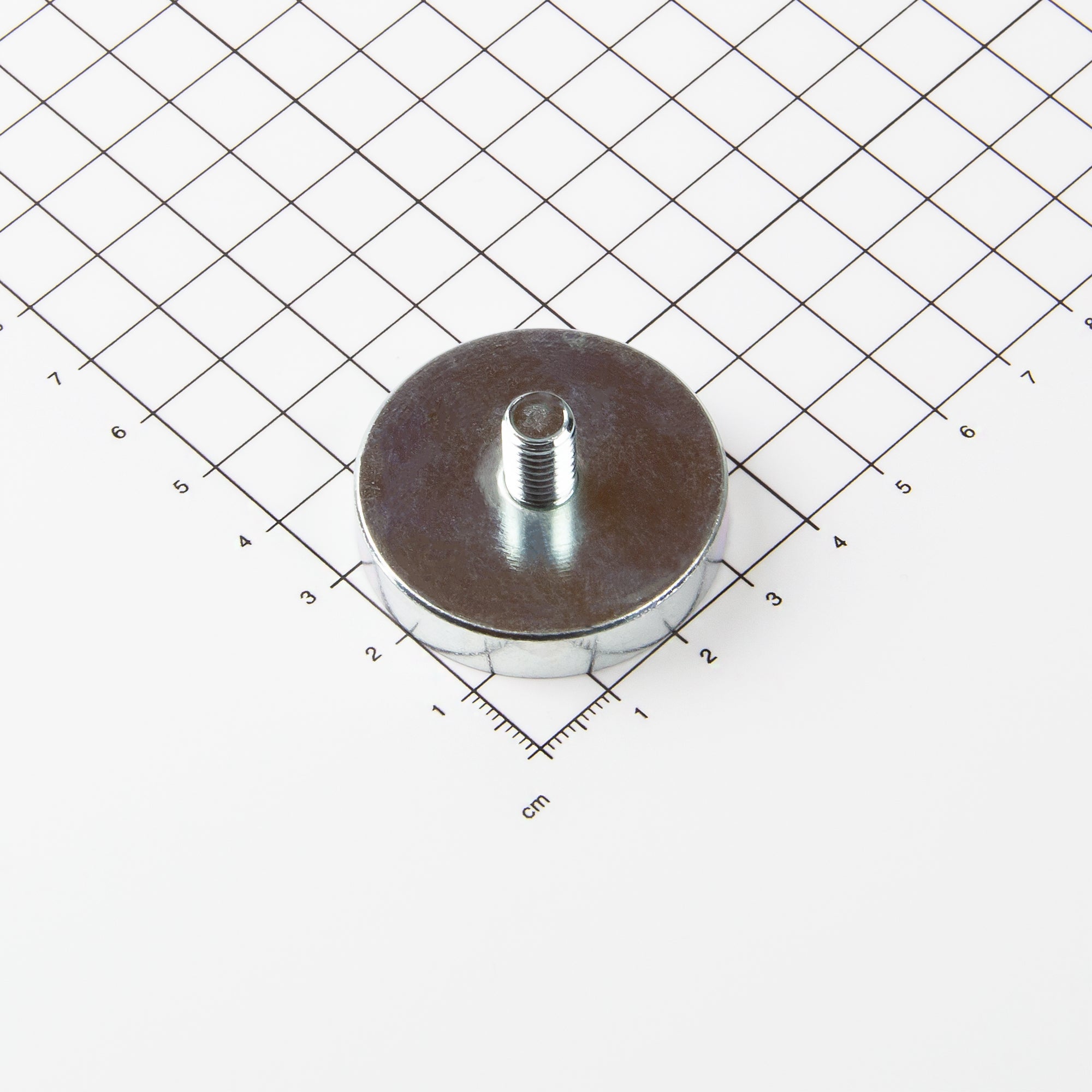 Neodym Flachgreifer mit Gewindezapfen M8 und der Abmessung Ø40x8mm