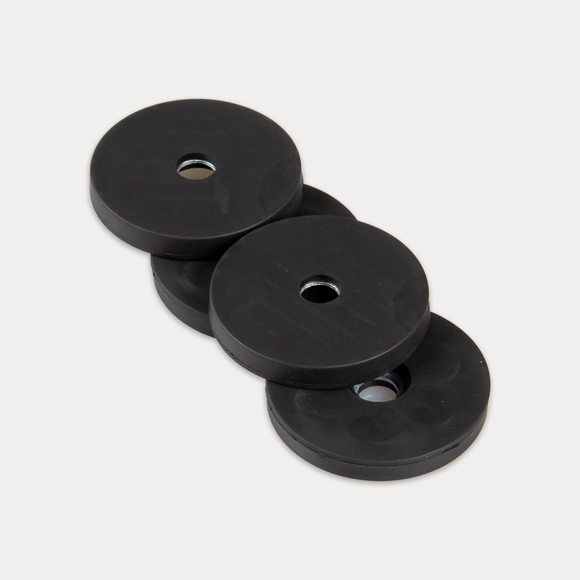 Gummierter schwarzer Magnet Ø43x6mm mit konischer Senkung