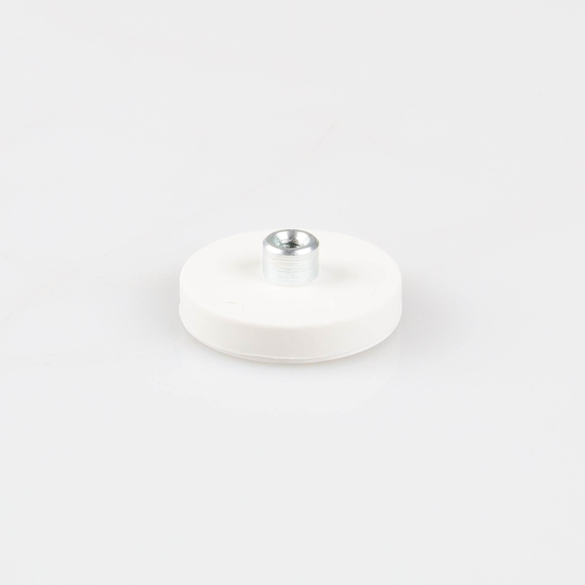 Gummiertes weißes Magnetsystem Ø31x6mm mit Gewindebuchse M4