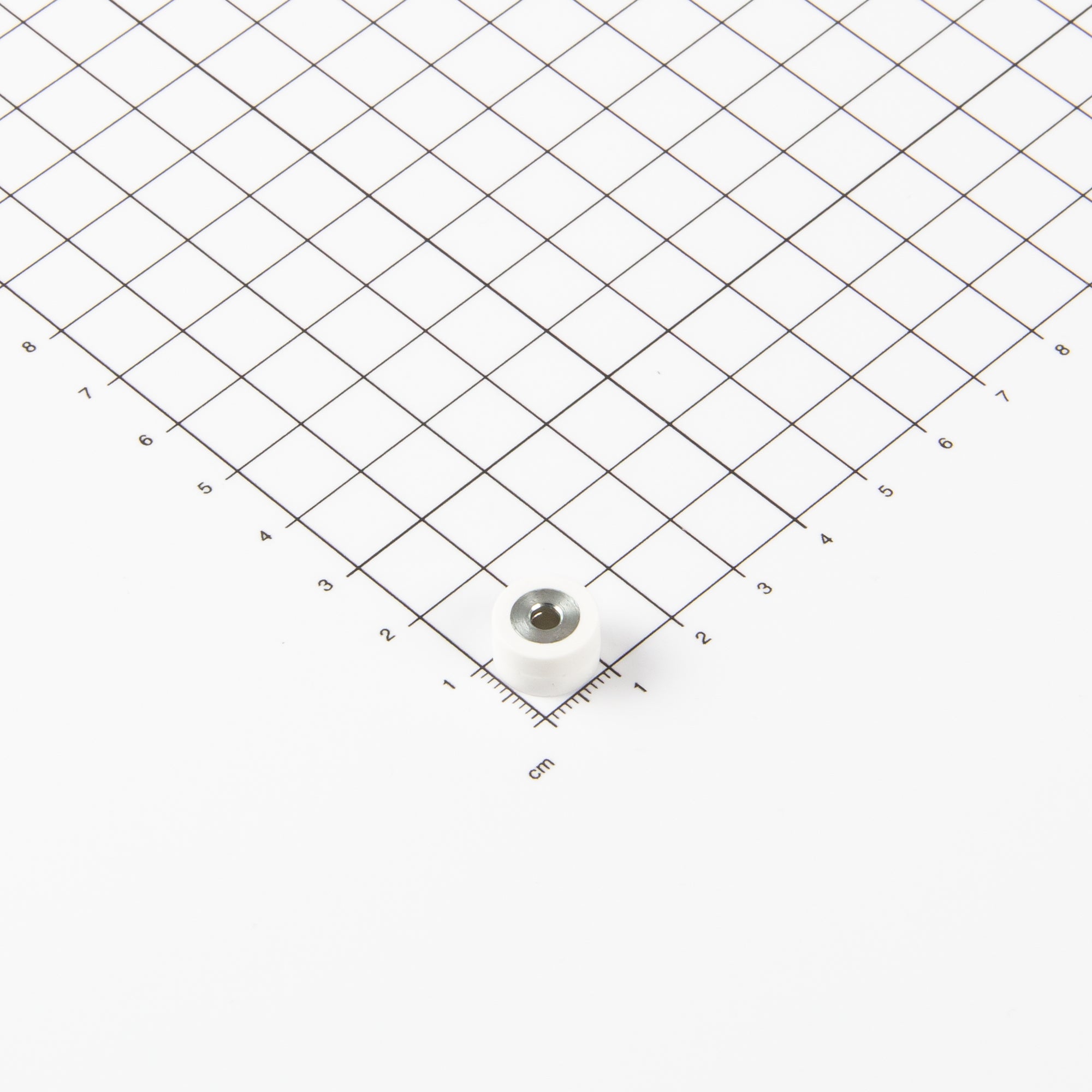Gummierter weißer Magnet Ø12x7mm mit konischer Senkung