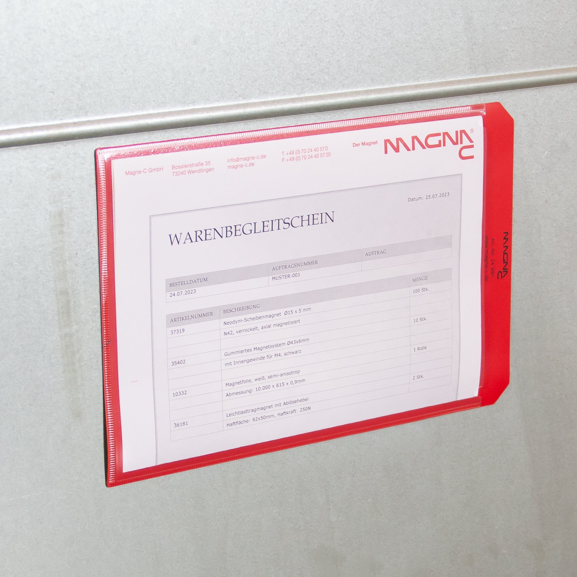 Magnettasche rot vollflächig magnetisch DIN A5 hoch Anwendung