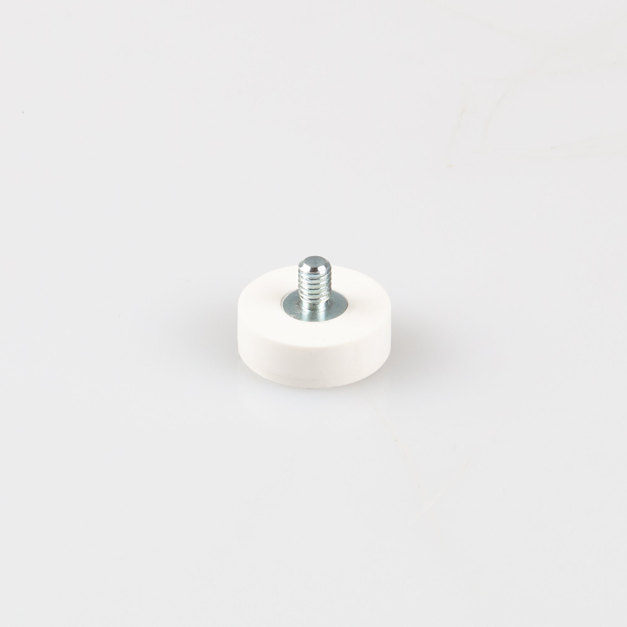 Gummierter weißer Magnet Ø18x6mm mit Gewindezapfen M4