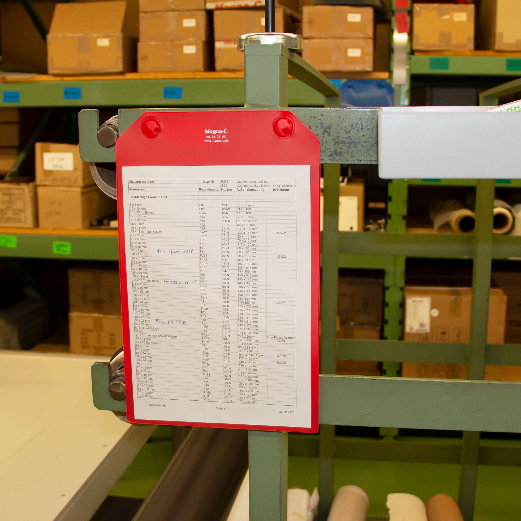 Magnettasche rot 220x300mm mit Neodym-Magneten für DIN A4 Anwendung