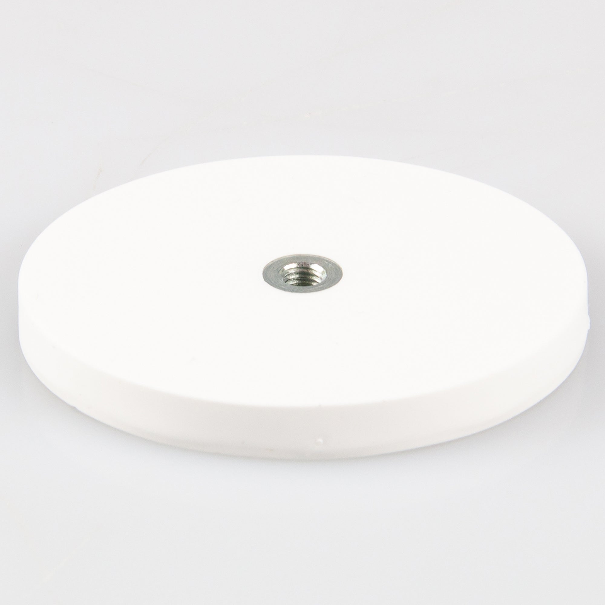 Gummiertes weißes Magnetsystem Ø88x8,5mm mit Innengewinde M6