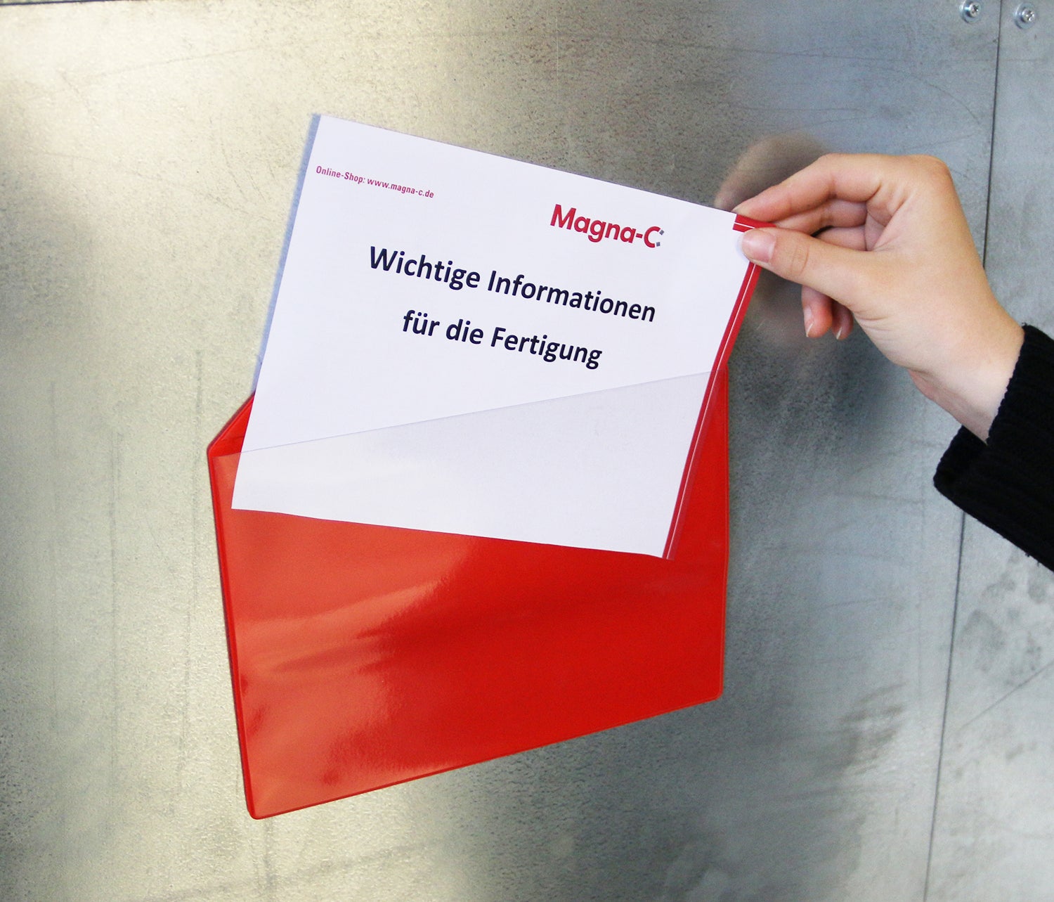Magnettasche rot 217x155mm mit Magnetband für DIN A5 Anwendung