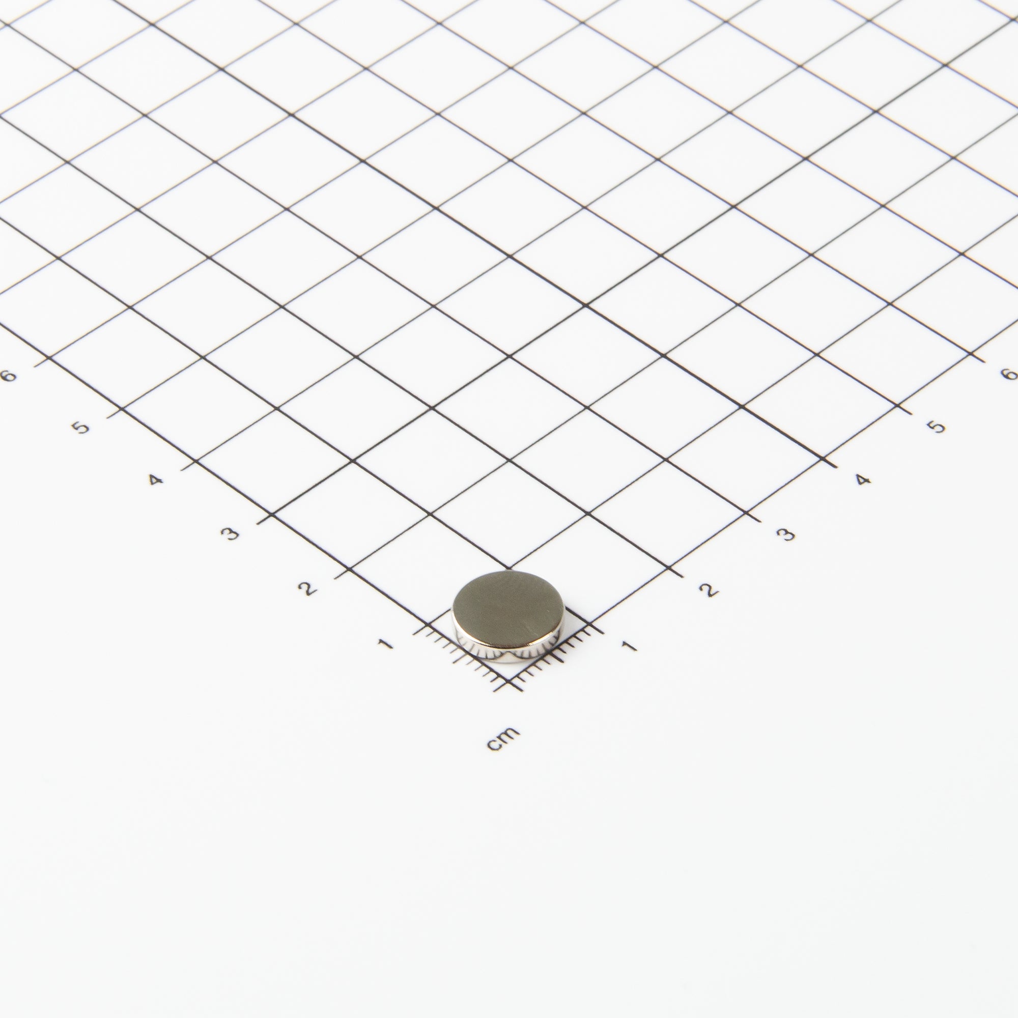 Flacher Scheibenmagnet aus Neodym mit der Abmessung Ø10x2mm