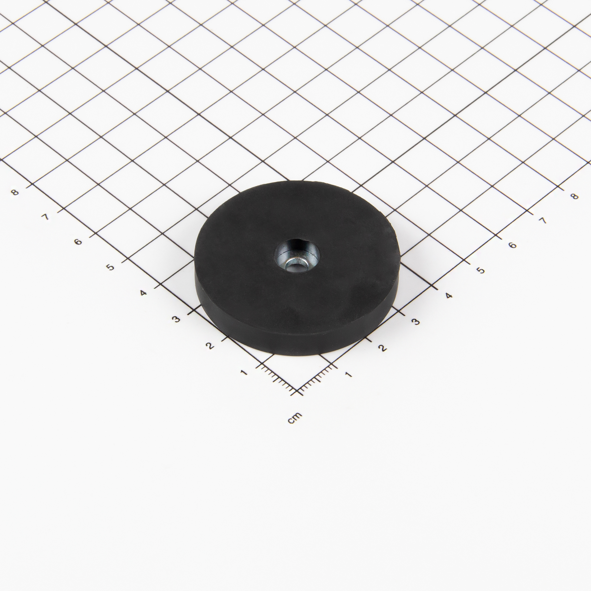 Gummierter Magnet Ø43x3mm mit zylindrischer Senkung
