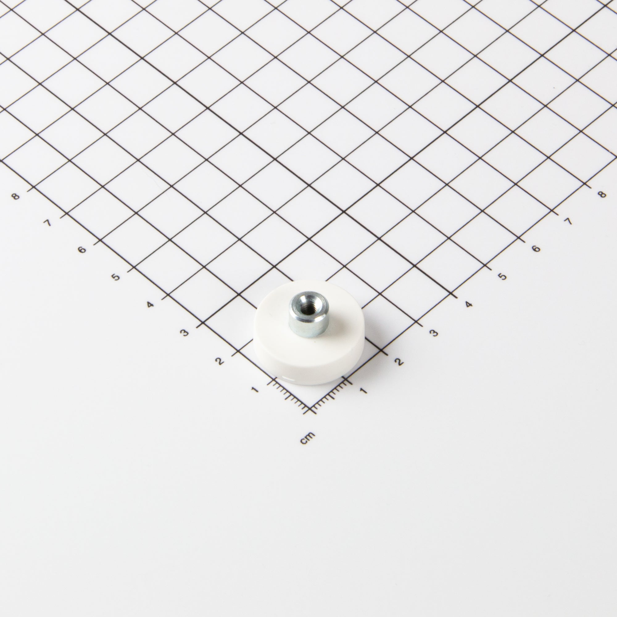 Gummiertes weißes Magnetsystem Ø22x6mm mit Gewindebuchse M4