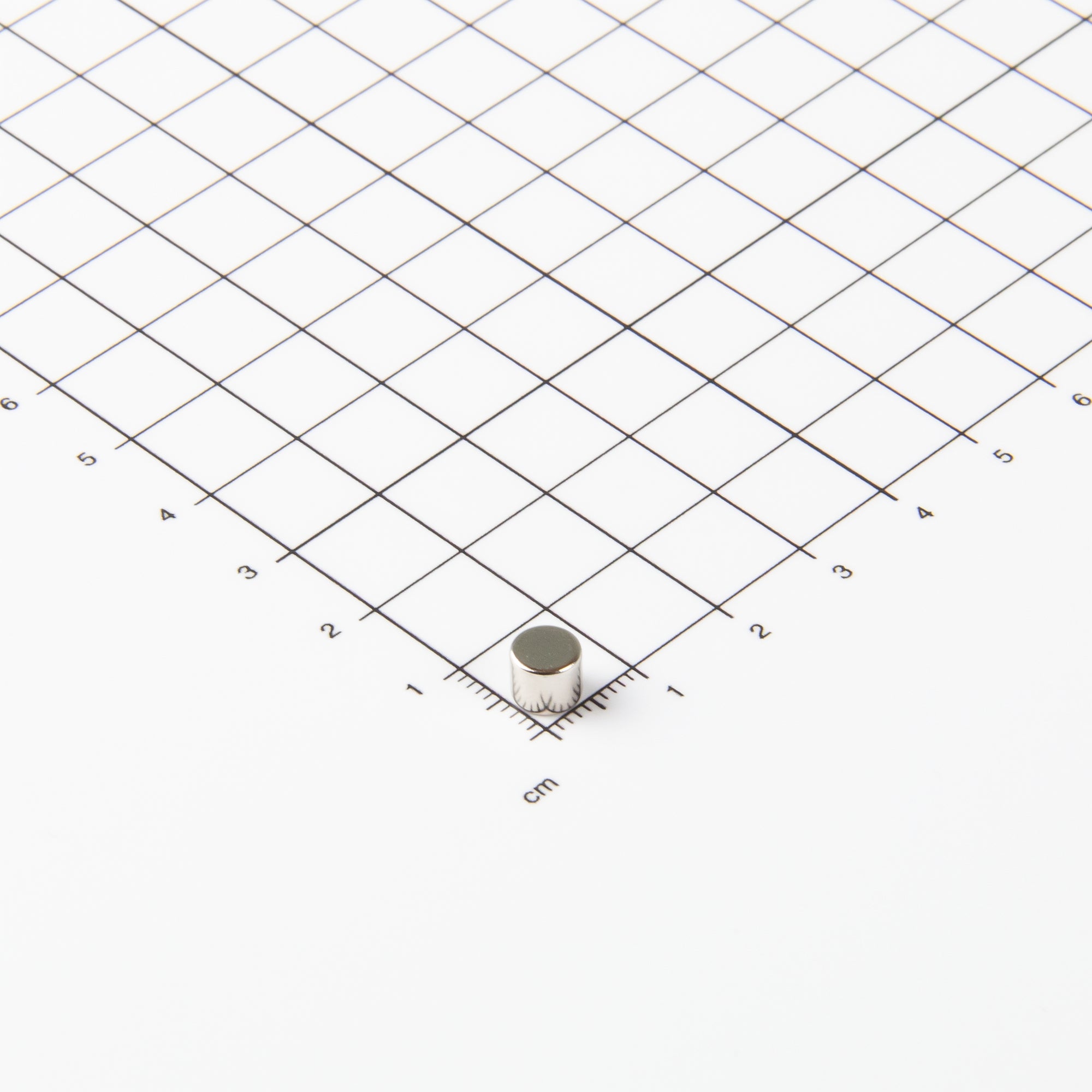 Flacher Scheibenmagnet aus Neodym mit der Abmessung Ø6x5mm
