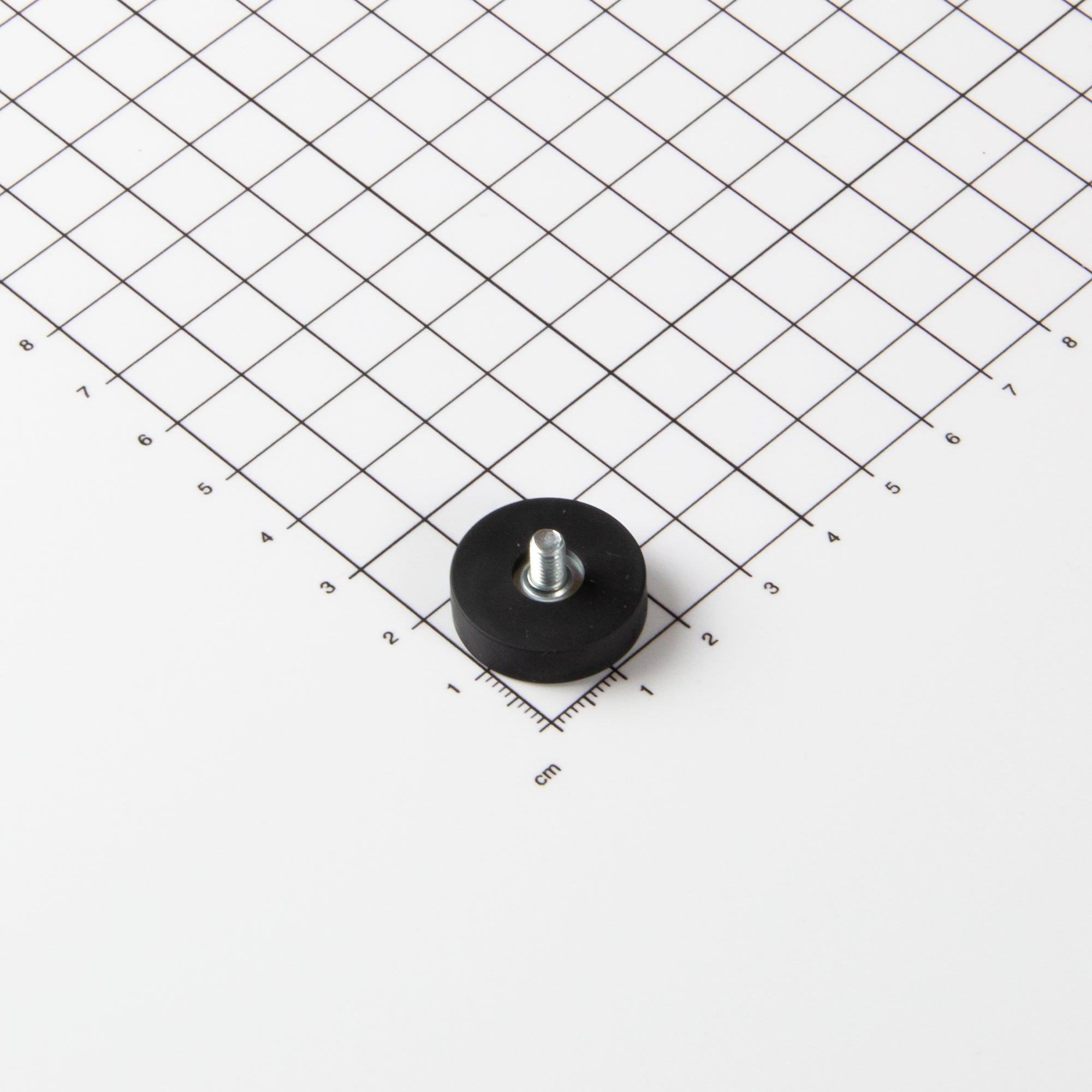 Gummierter schwarzer Magnet Ø22x6mm mit Gewindezapfen M4