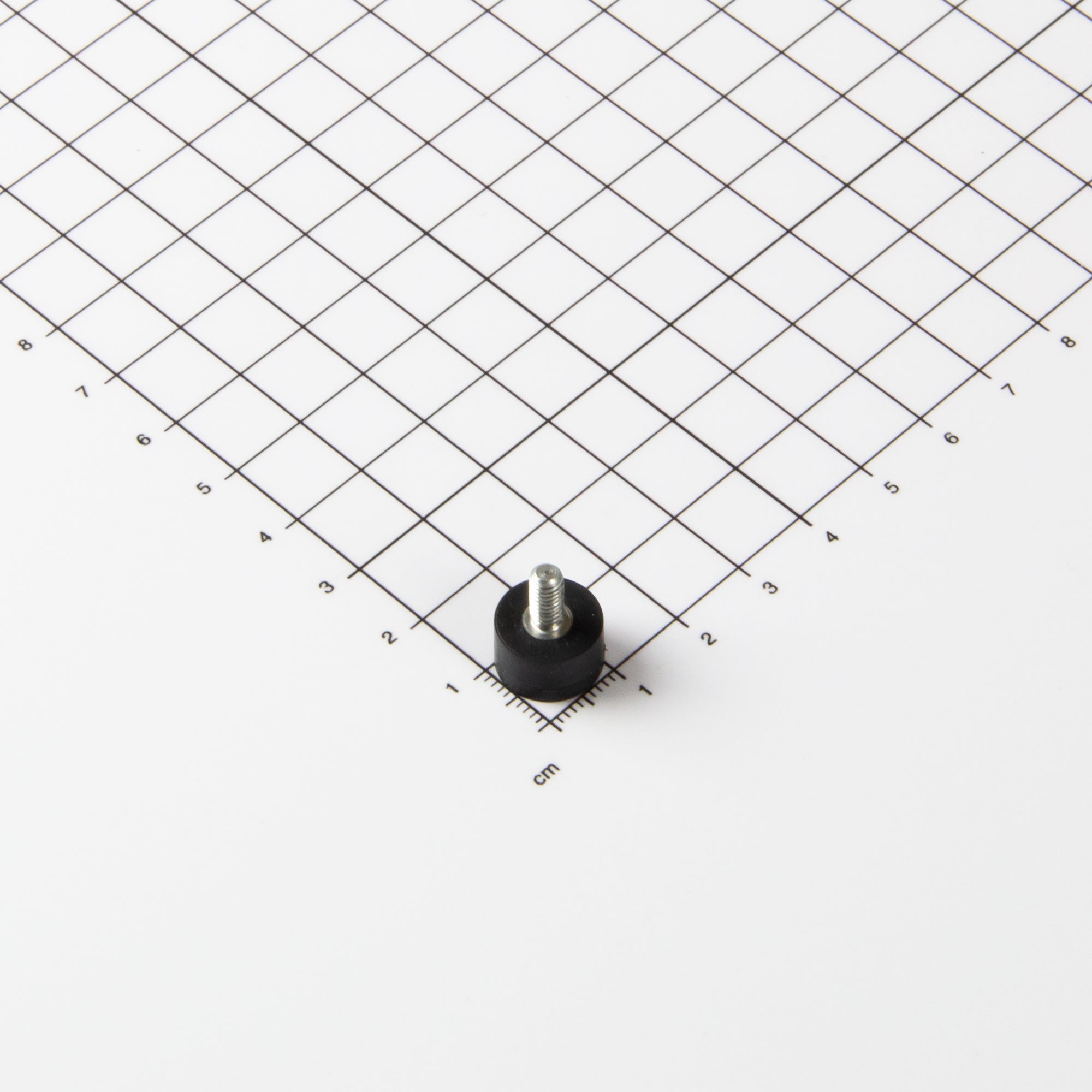 Gummierter schwarzer Magnet Ø12x7mm mit Gewindezapfen M4