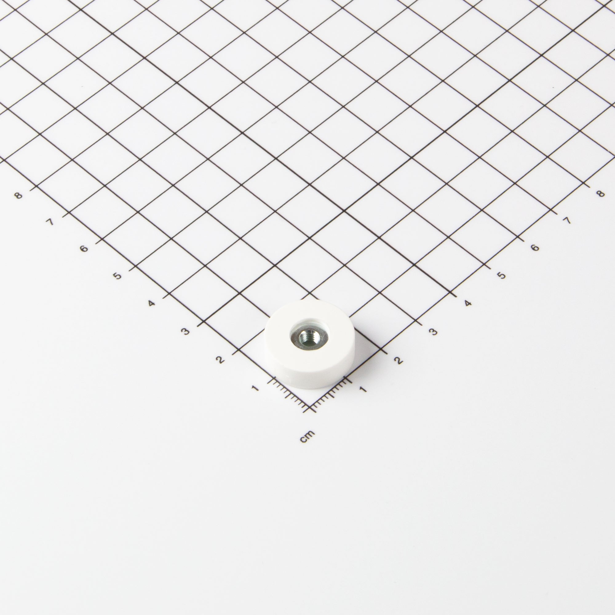 Gummierter weißes Magnetsystem Ø18x6mm mit Innengewinde M4