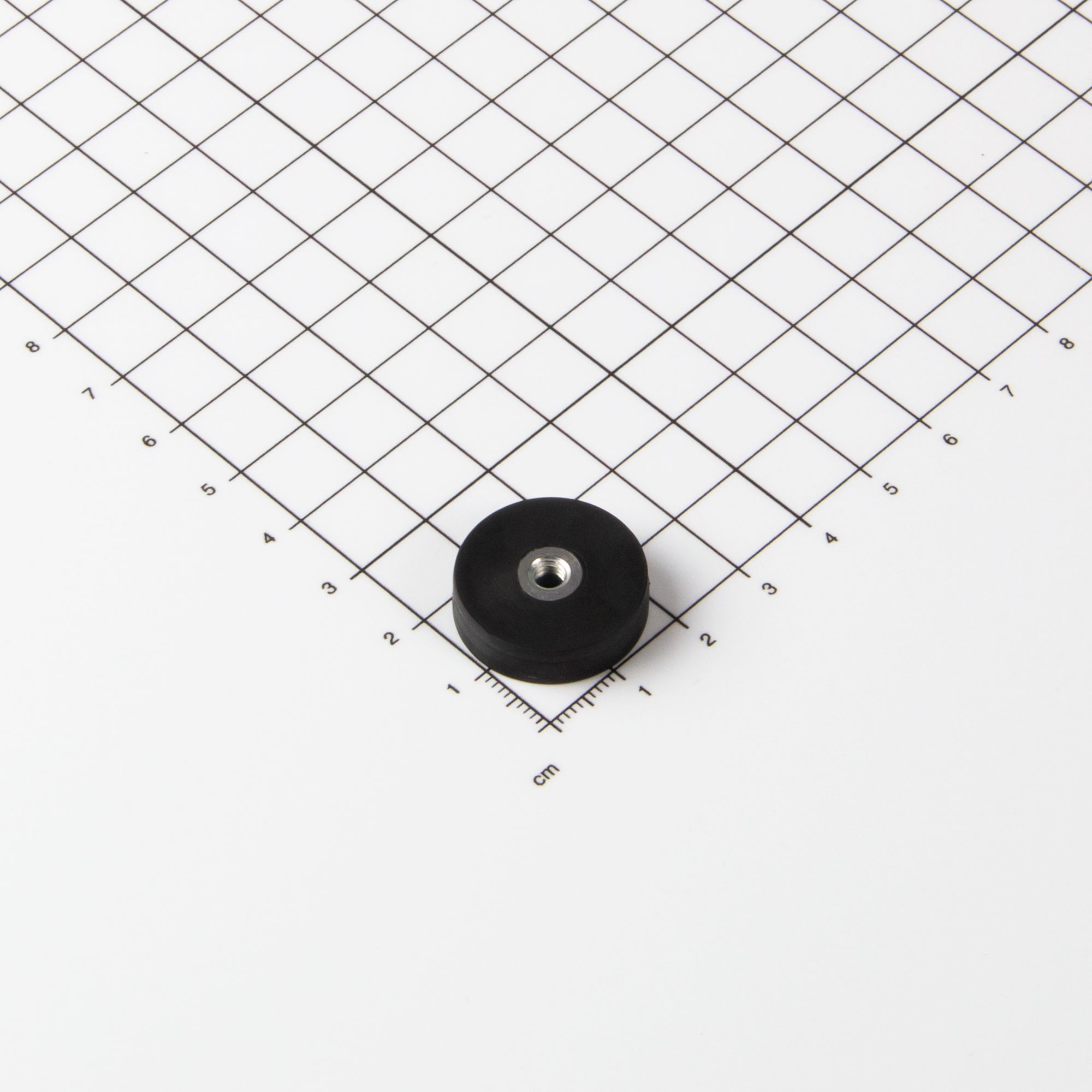 Gummiertes schwarzes Magnetsystem Ø22x6mm mit Innengewinde M4