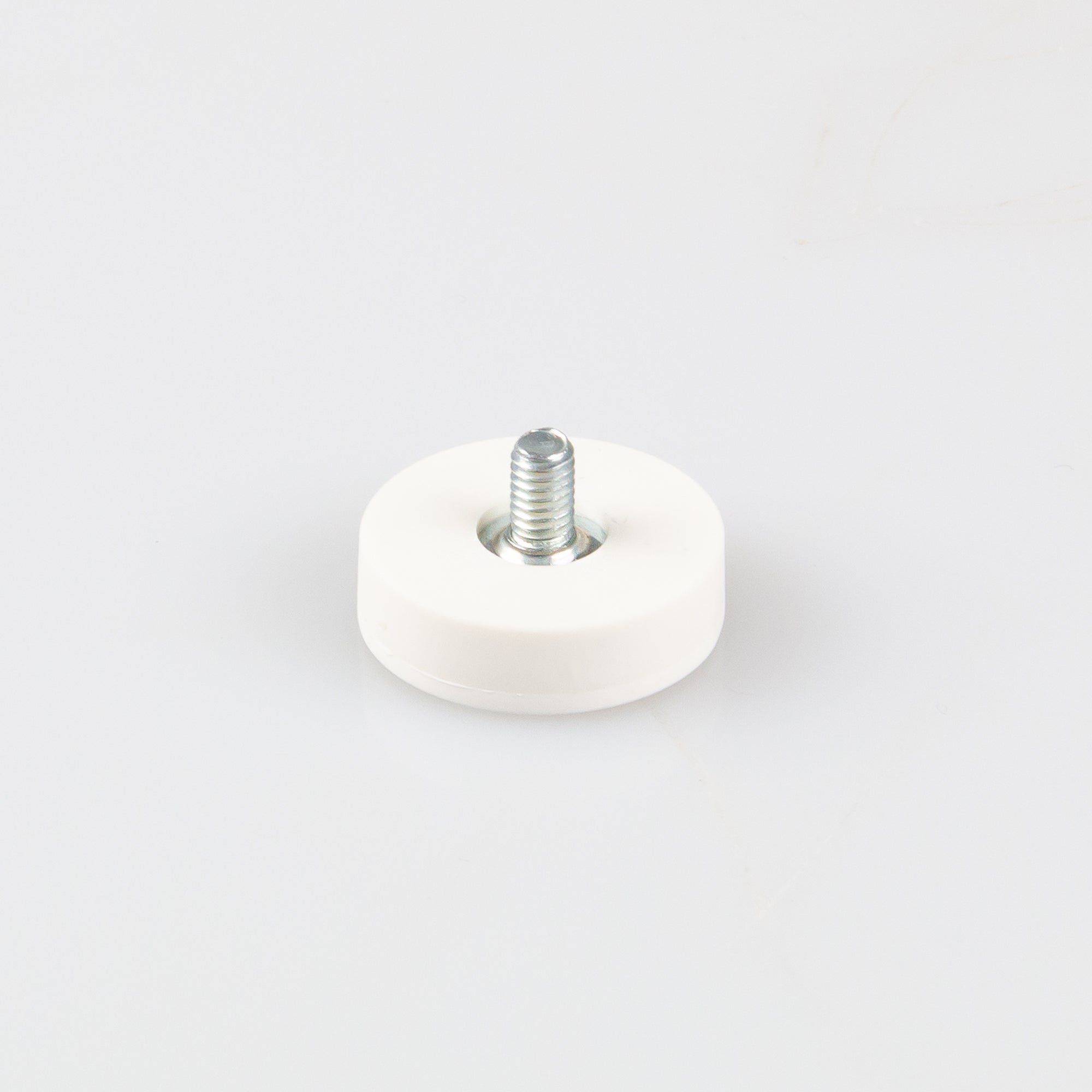 Gummierter weißer Magnet Ø22x6mm mit Gewindezapfen M4