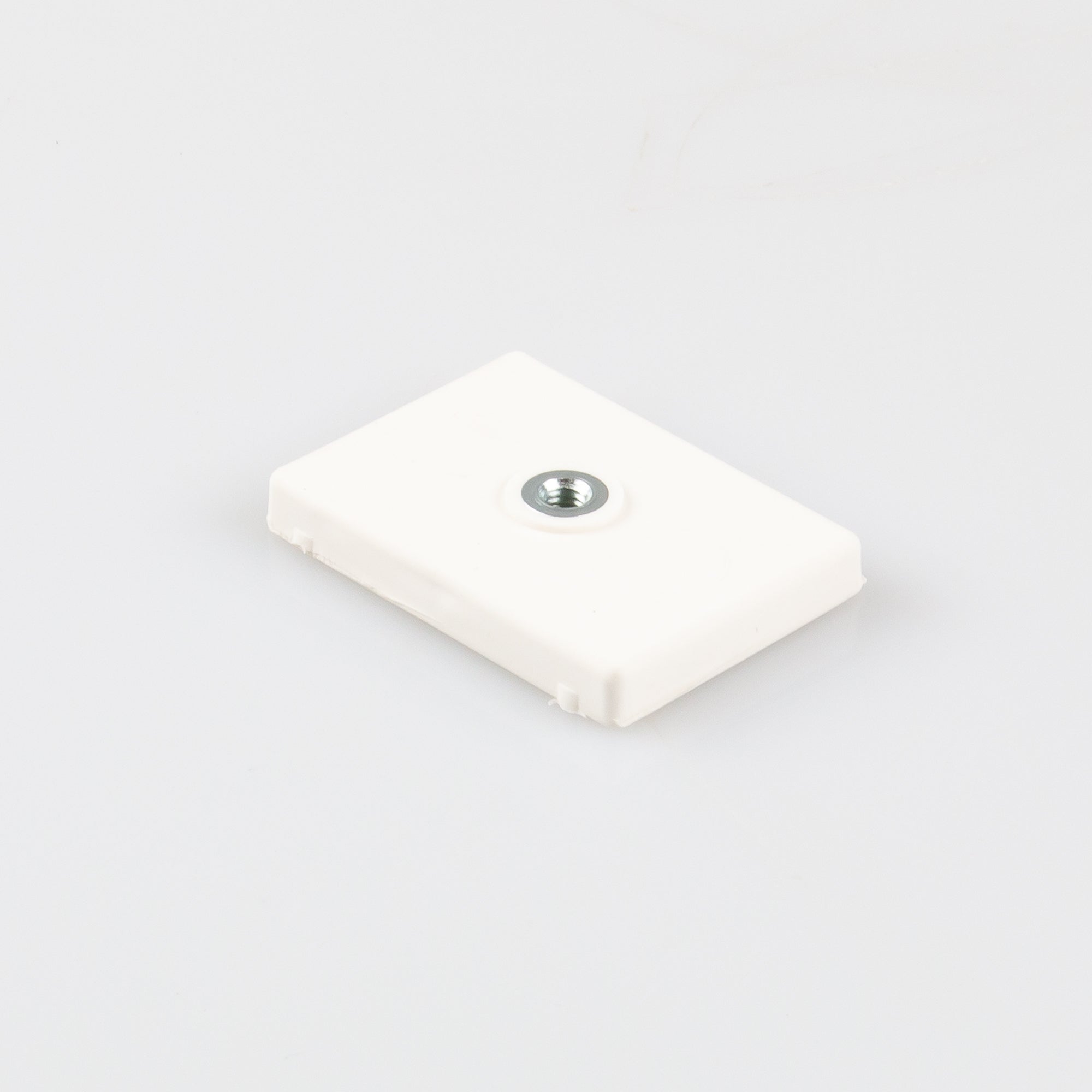 Gummierter weißer Magnet 43x31x6,9mm mit Innengewinde M6