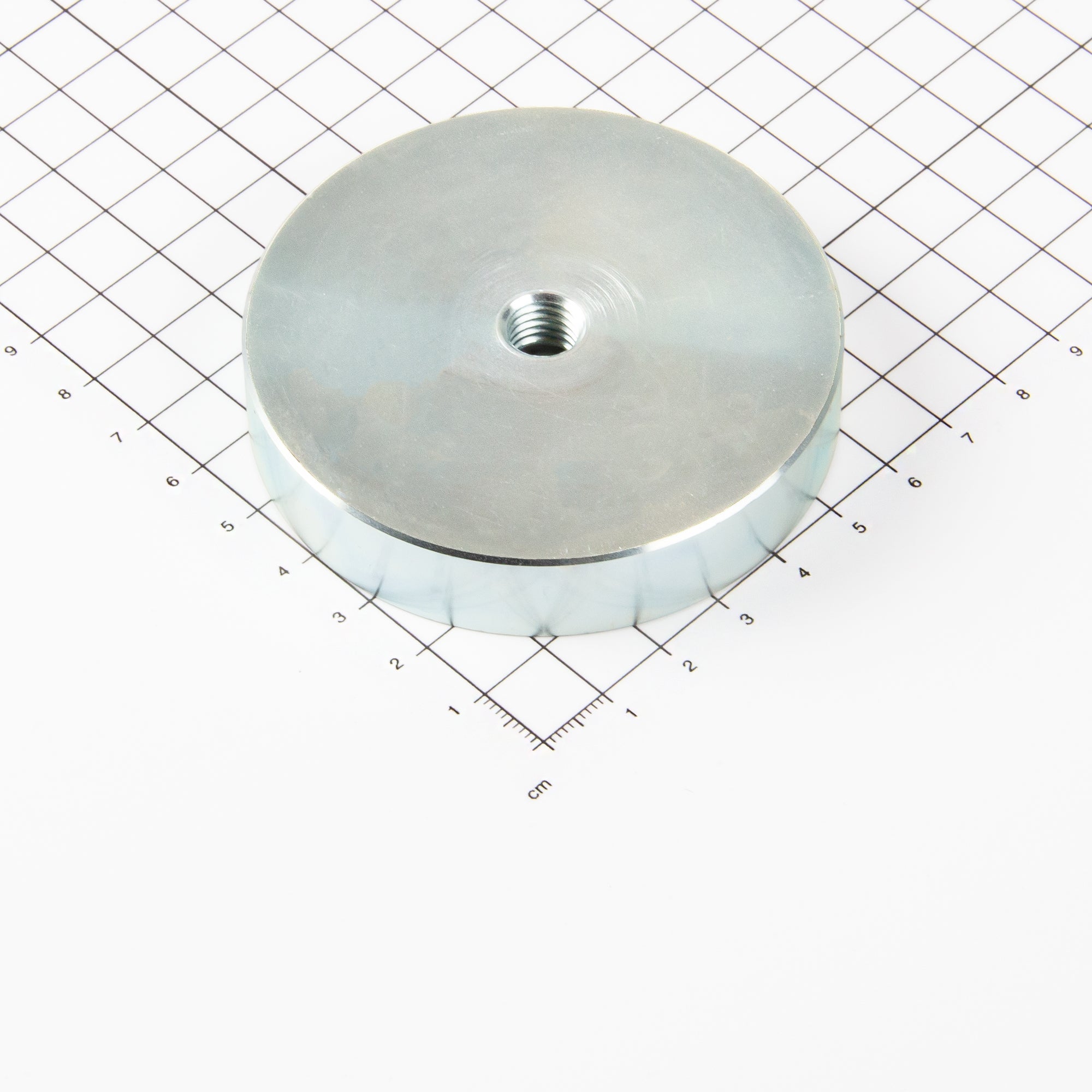 Neodym Topfmagnet mit Innengewinde M10 in der Abmessung Ø75x15mm