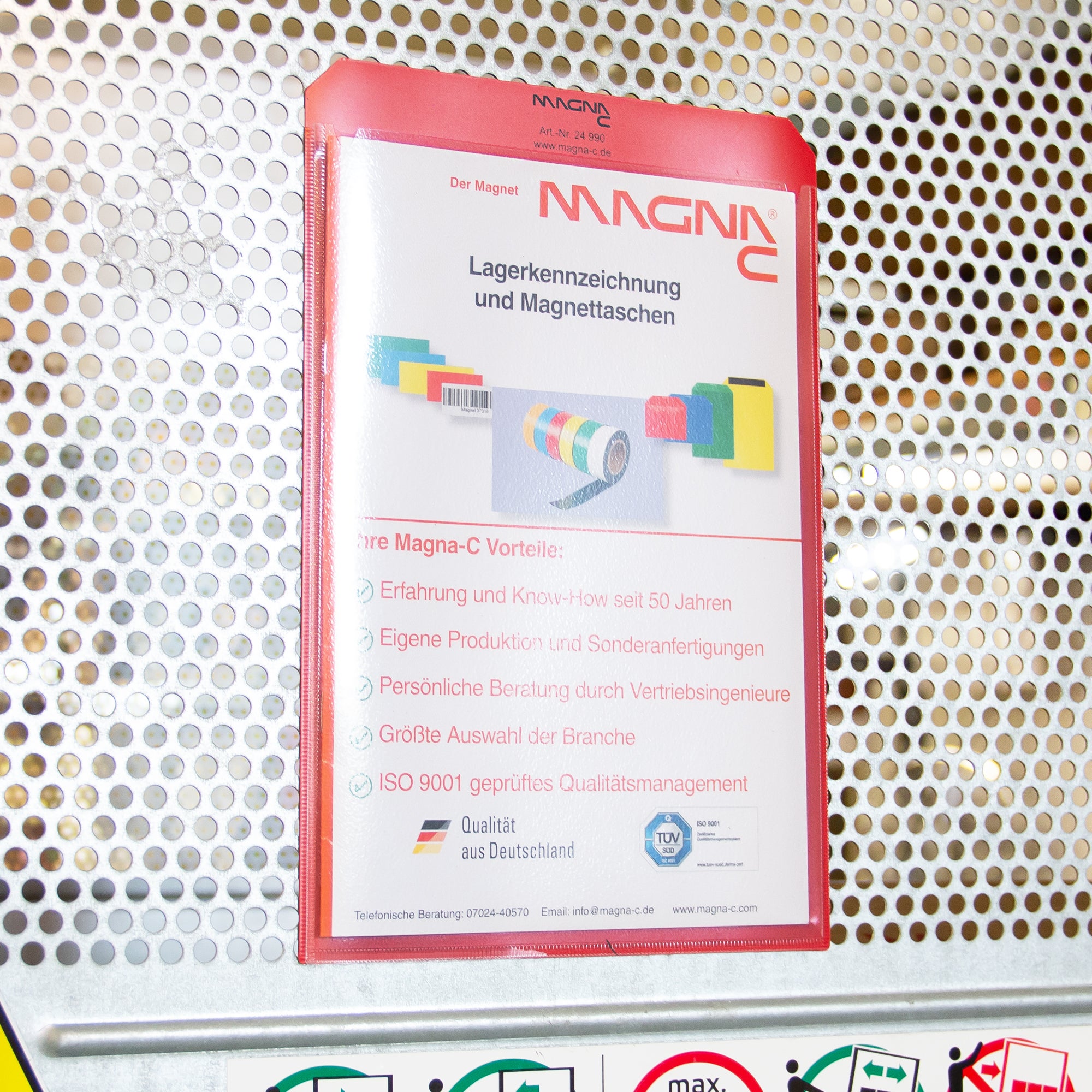Magnettasche rot vollflächig magnetisch DIN A5 hoch Anwendung