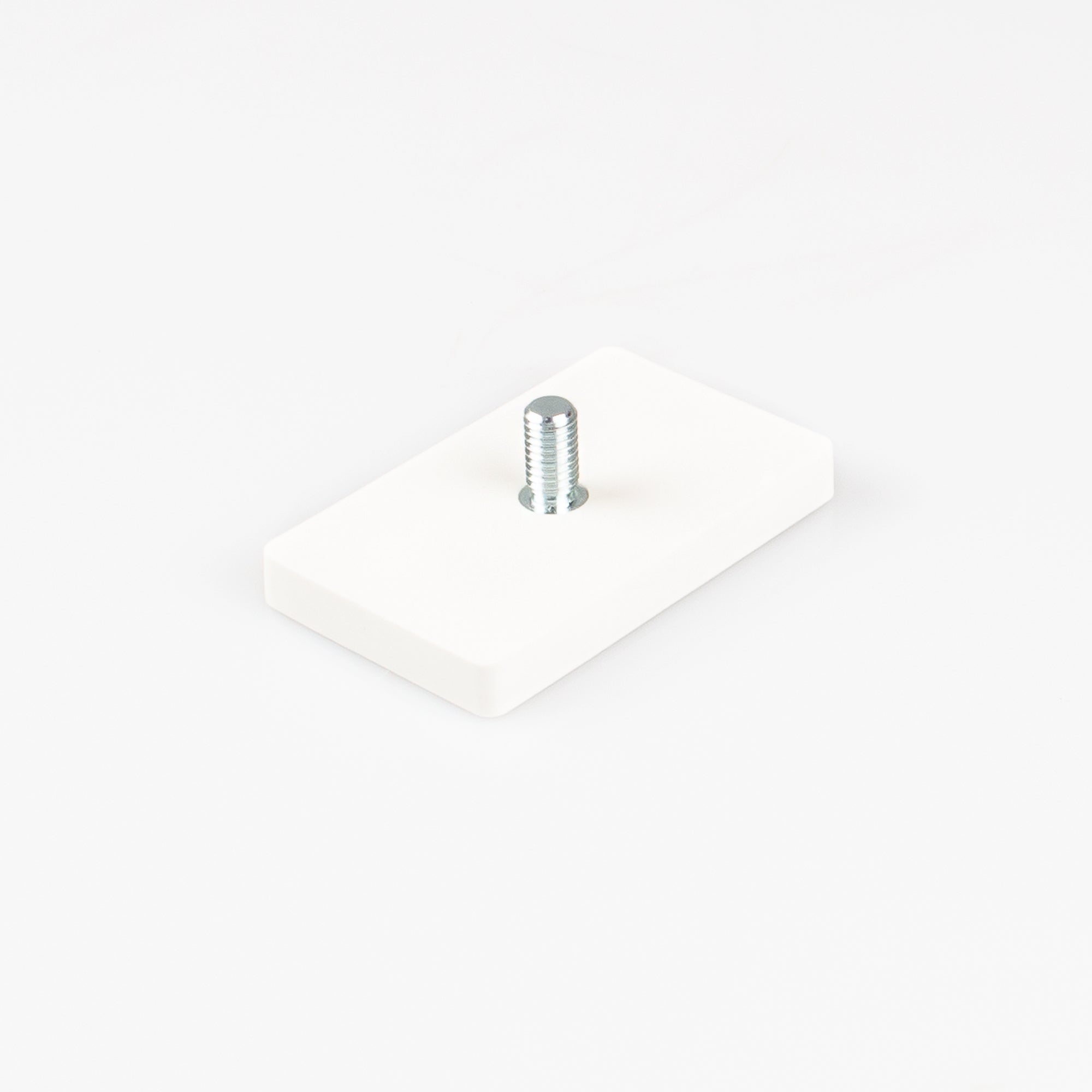Gummierter weißer Magnet 74x45x8,5mm Gewindezapfen M6