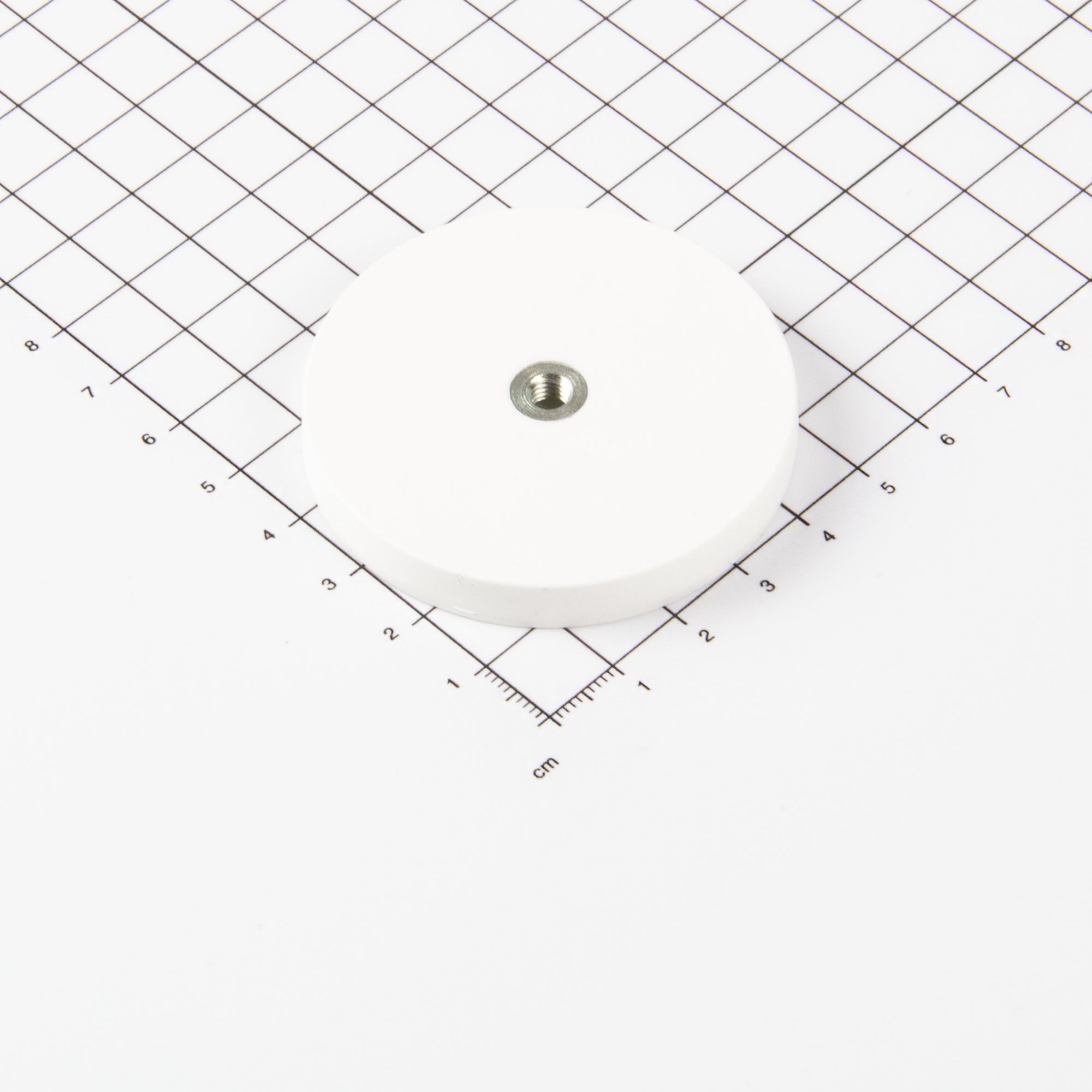 Gummiertes weißes Magnetsystem Ø57x7,6mm mit Innengewinde M5