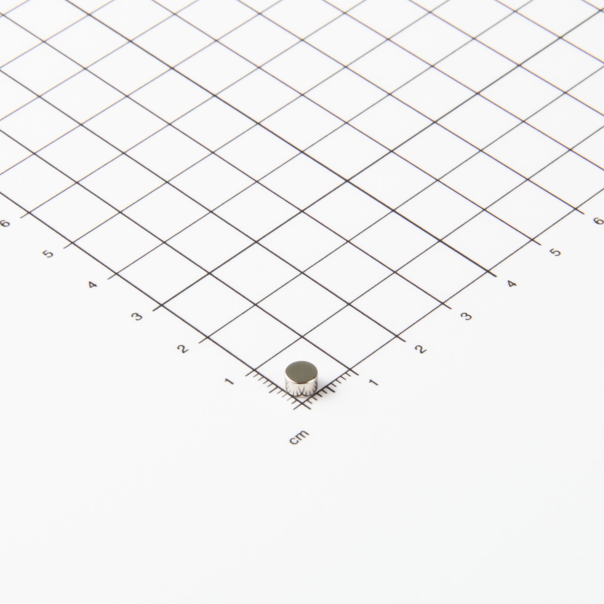 Flacher Scheibenmagnet aus Neodym mit der Abmessung Ø5x3mm