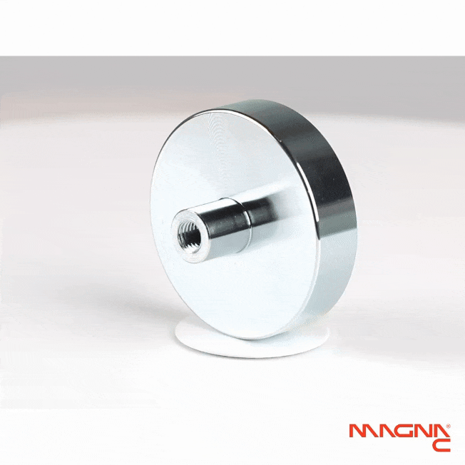 Neodym Topfmagnet Ø60x30mm mit Gewindebuchse 360 Grad Darstellung
