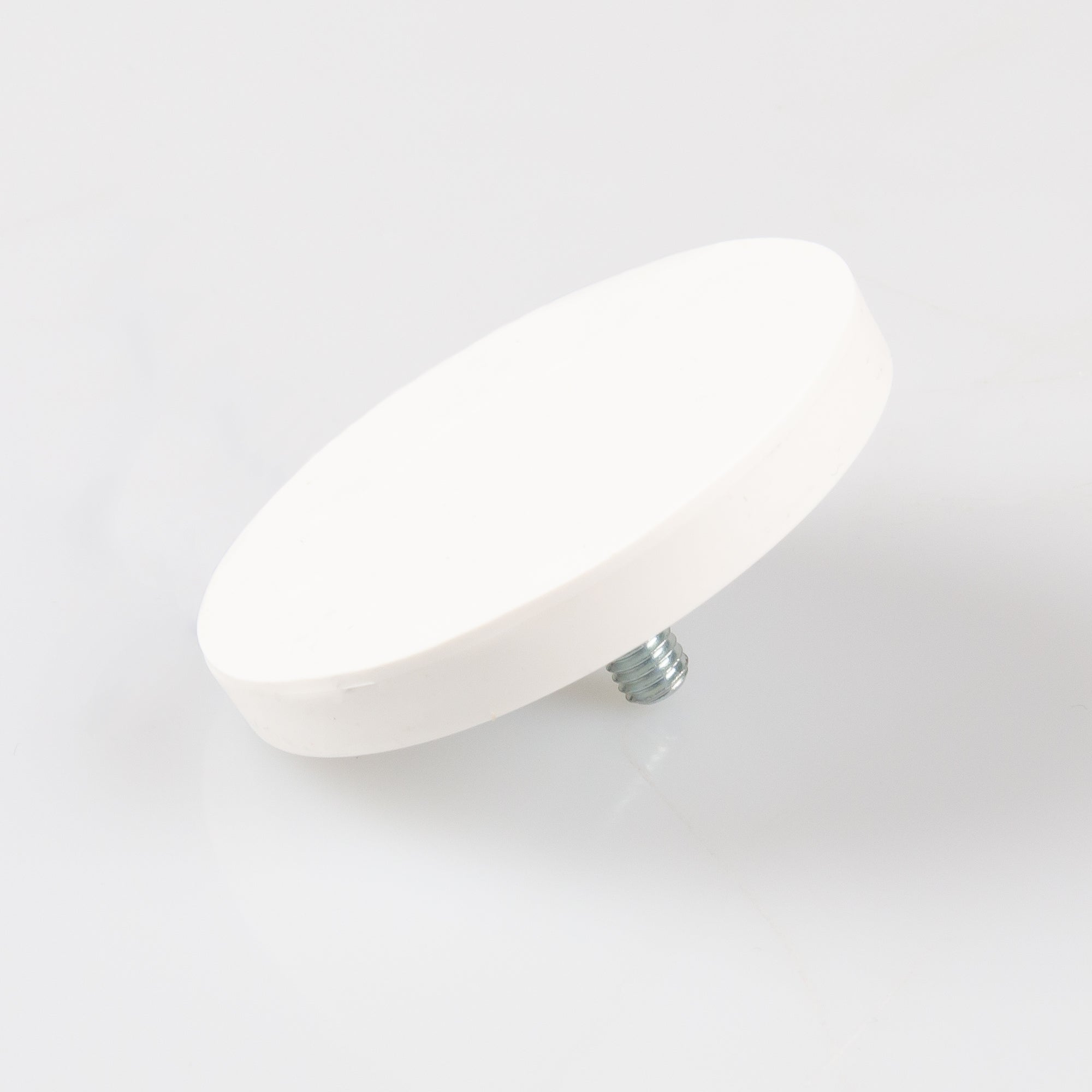 Gummierter weißer Magnet Ø57x7,6mm mit Gewindezapfen M6 Haftfläche