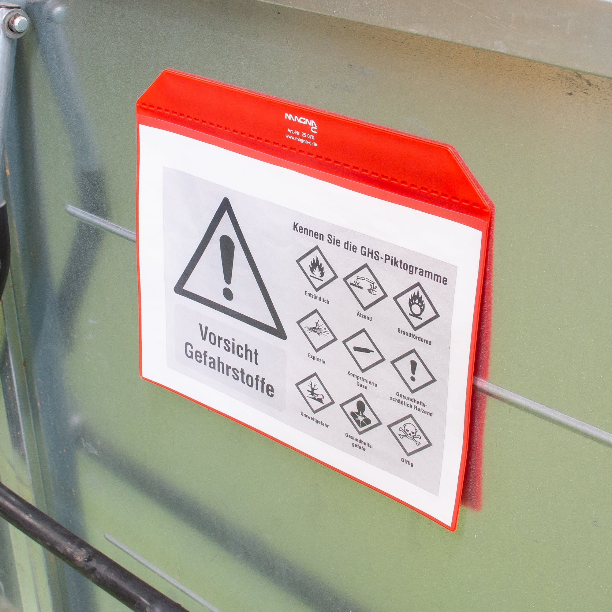 Magnettasche rot 300x220mm mit Magnetband für DIN A4 Anwendung
