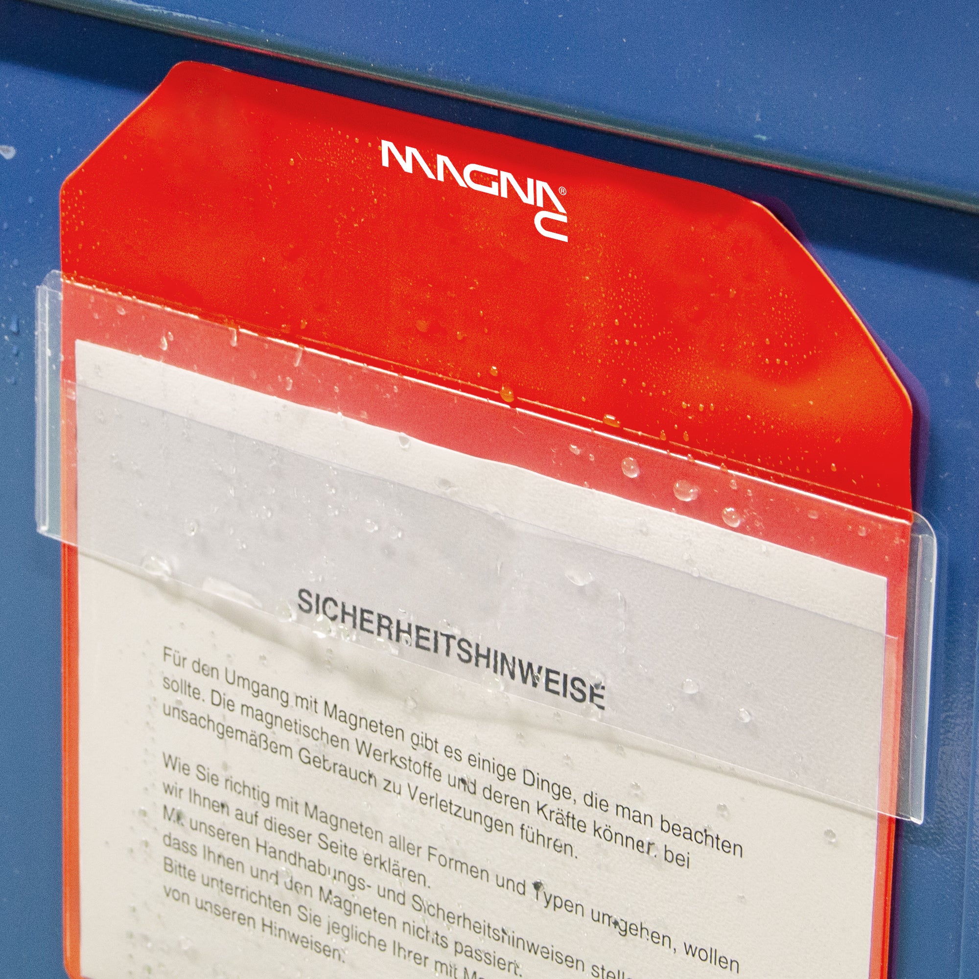 Magnettasche rot 217x155mm mit Regenklappe für DIN A5 Anwendung