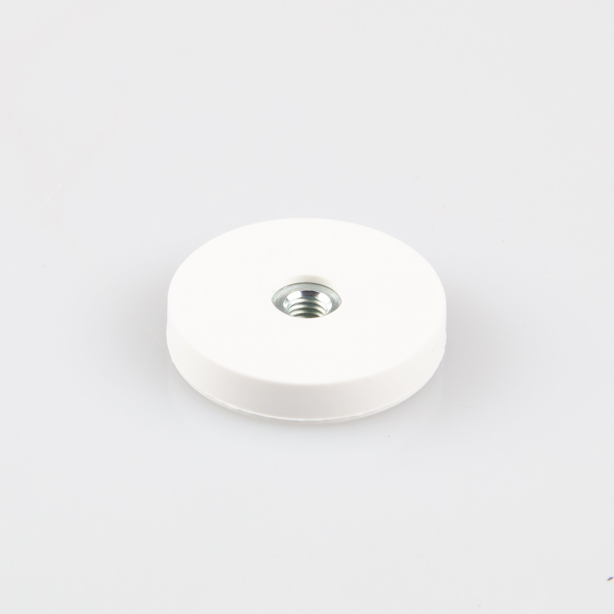 Gummiertes weißes Magnetsystem Ø31x6mm mit Innengewinde M5