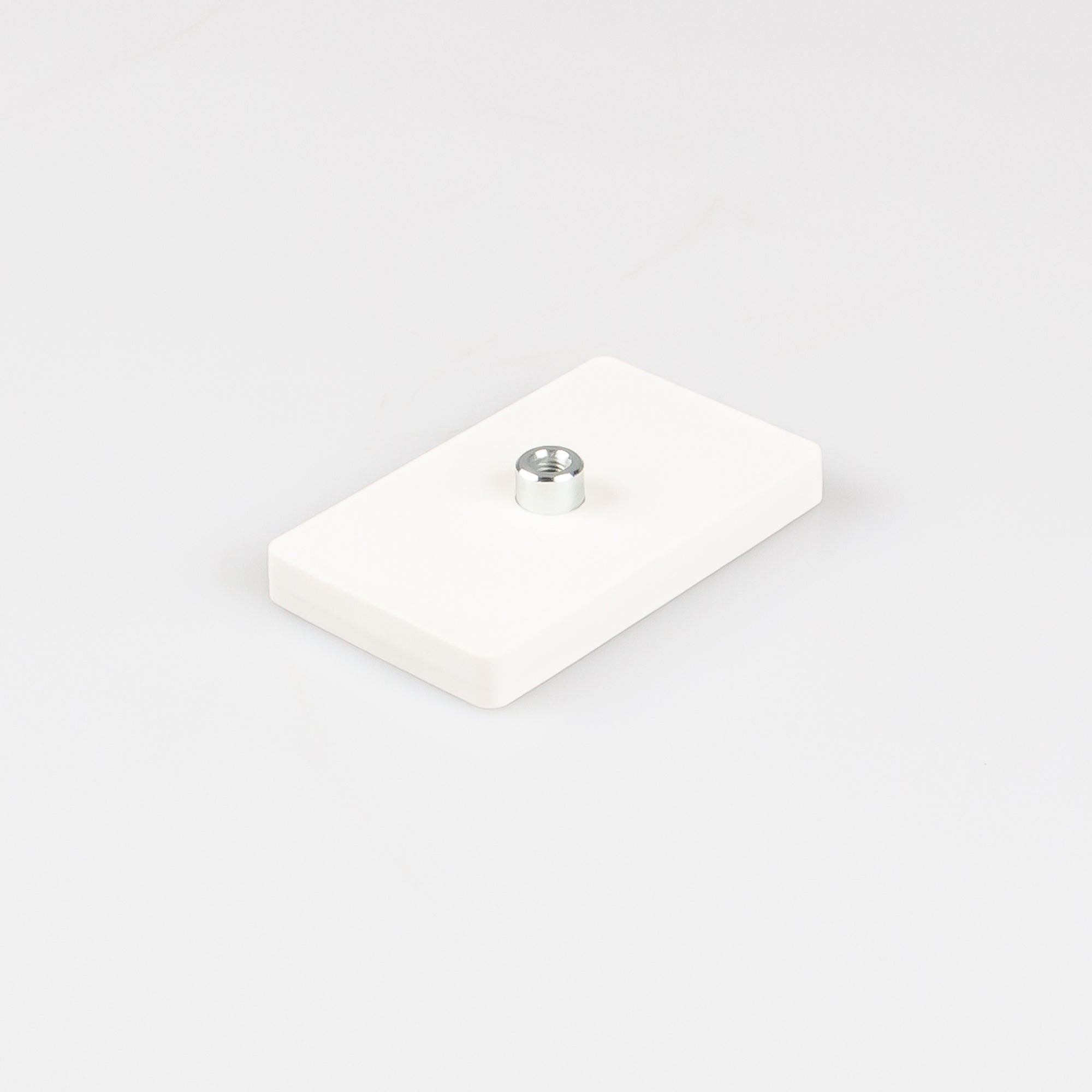 Gummiertes weißes Magnetsystem 74x45x8,5mm Gewindebuchse M5