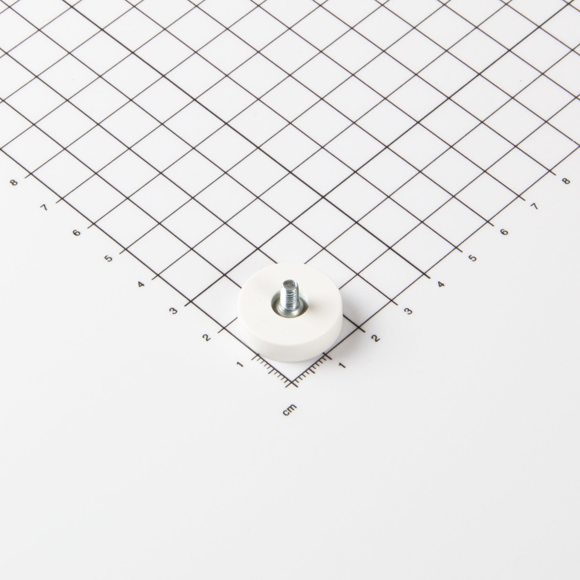 Gummierter weißer Magnet Ø22x6mm mit Gewindezapfen M4